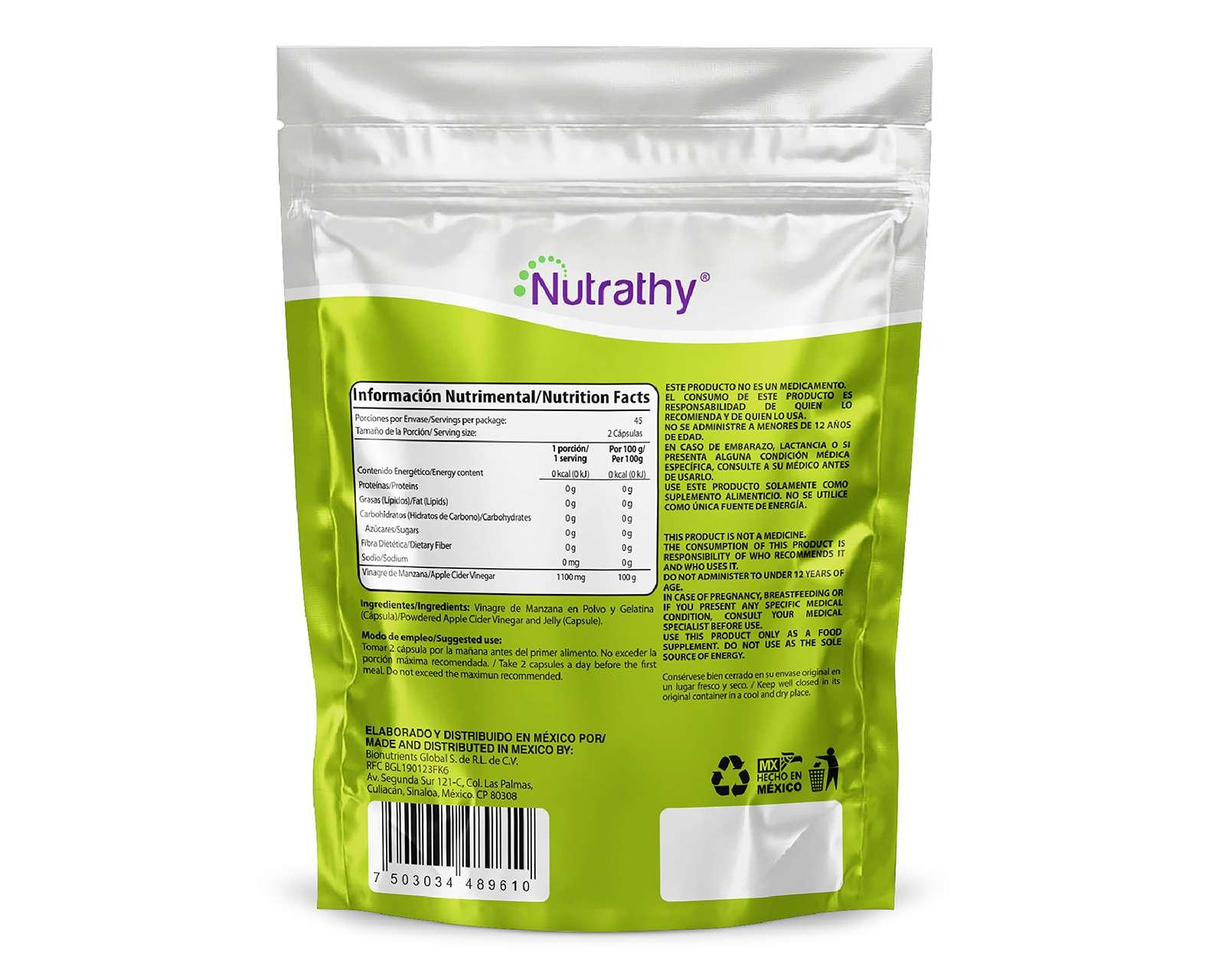 Foto 3 pulgar | Foto 2 | Suplemento Alimenticio Nutrathy Vinagre de Manzana 90 Cápsulas