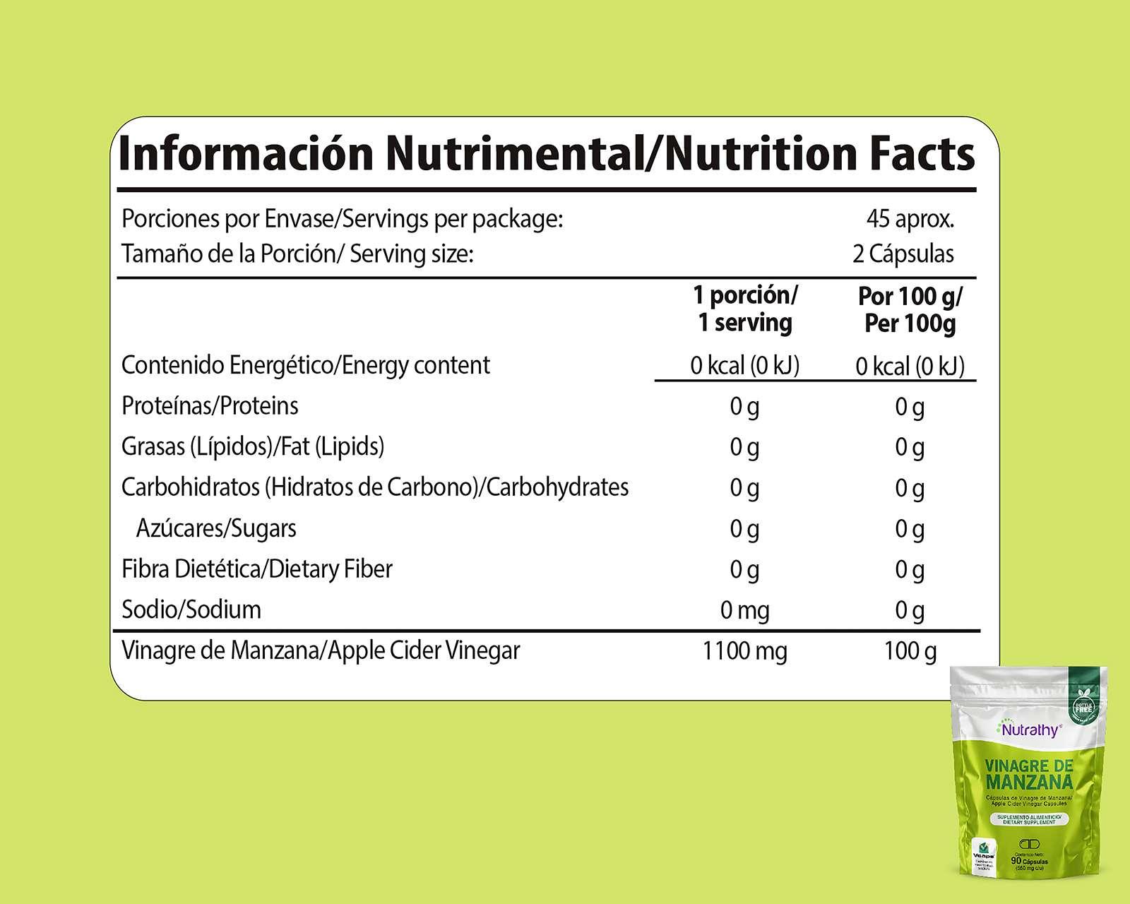 Foto 4 | Foto 4 | Suplemento Alimenticio Nutrathy Vinagre de Manzana 90 Cápsulas
