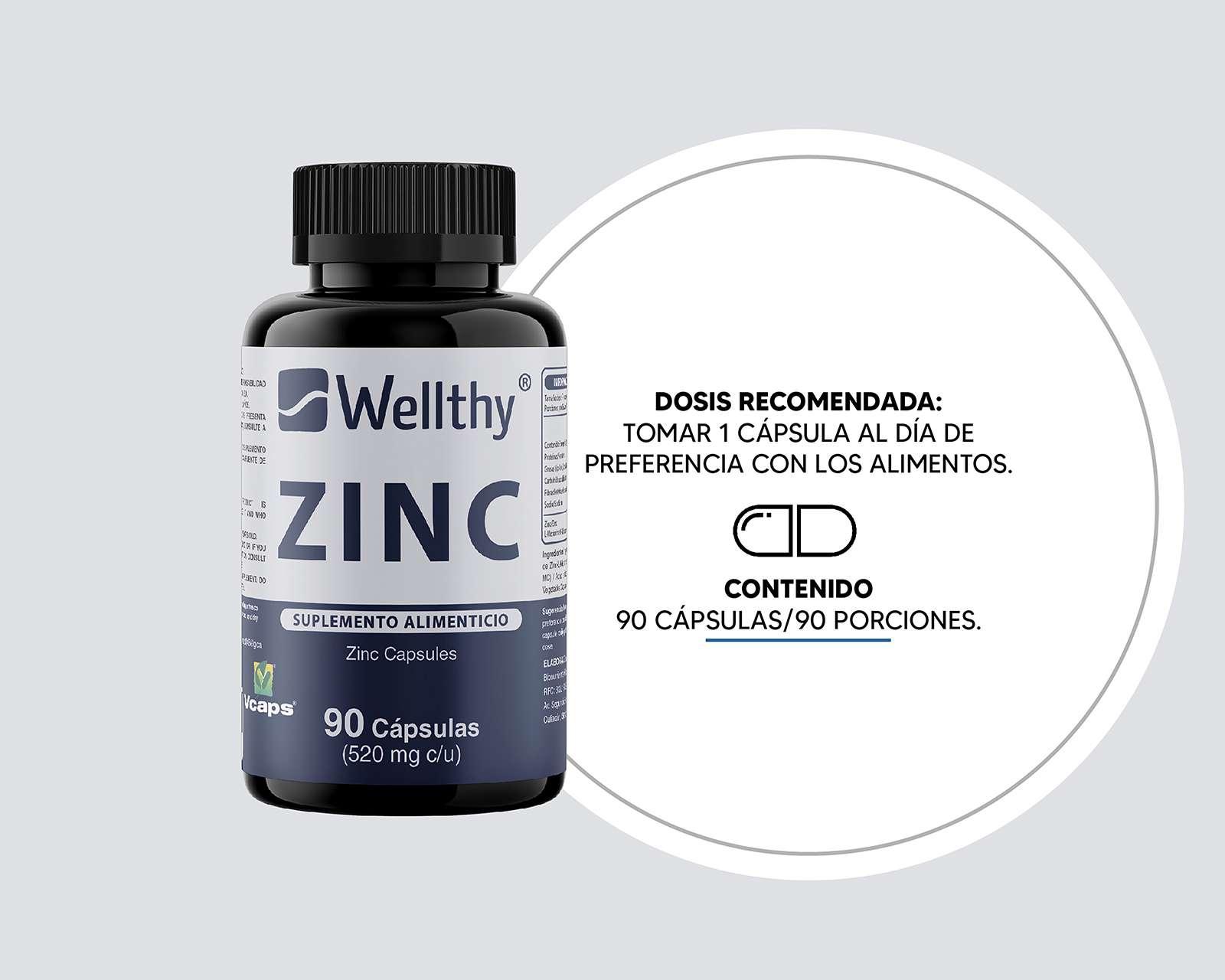 Foto 4 | Foto 4 | Suplemento Alimenticio Wellthy Zinc 90 Cápsulas