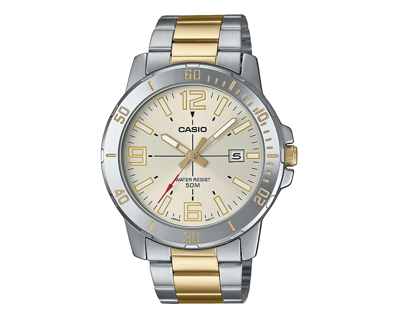 Reloj para Hombre Casio MTP-VD01SG-9BVCF Plateado/Dorado