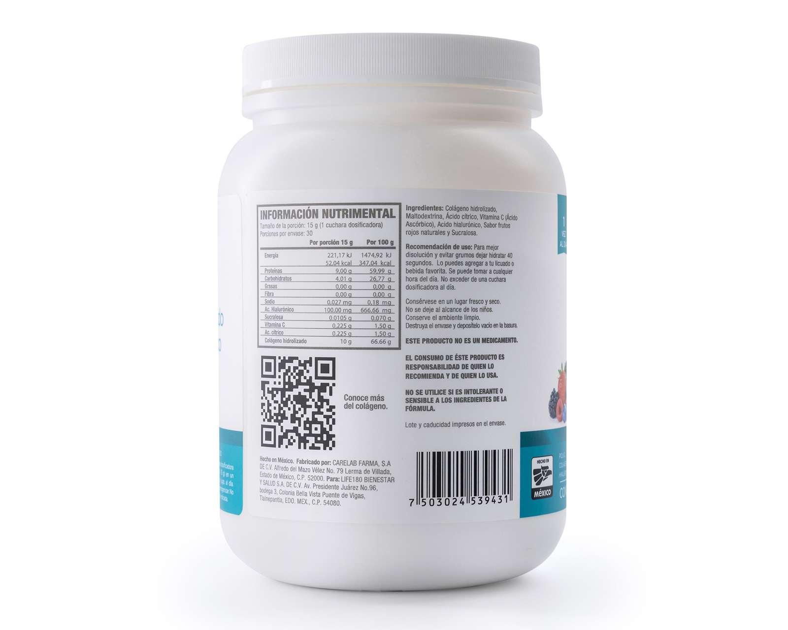 Foto 5 pulgar | Foto 4 | Suplemento Alimenticio Life 180 Colágeno Hidrolizado y Ácido Hialurónico 450 g