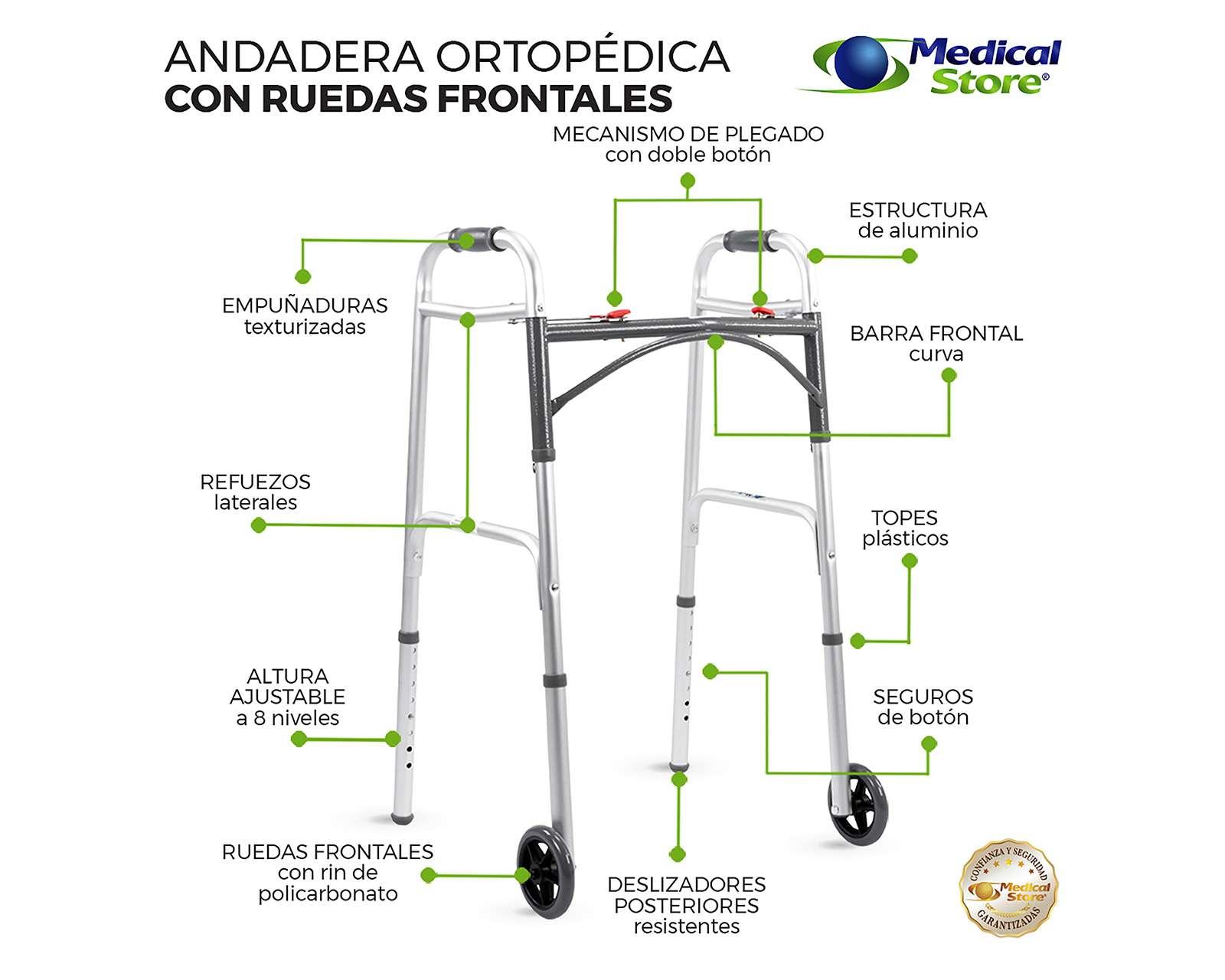 Foto 8 | Foto 8 | Andadera de Aluminio Medical Store Ajustable 8 Niveles de Altura