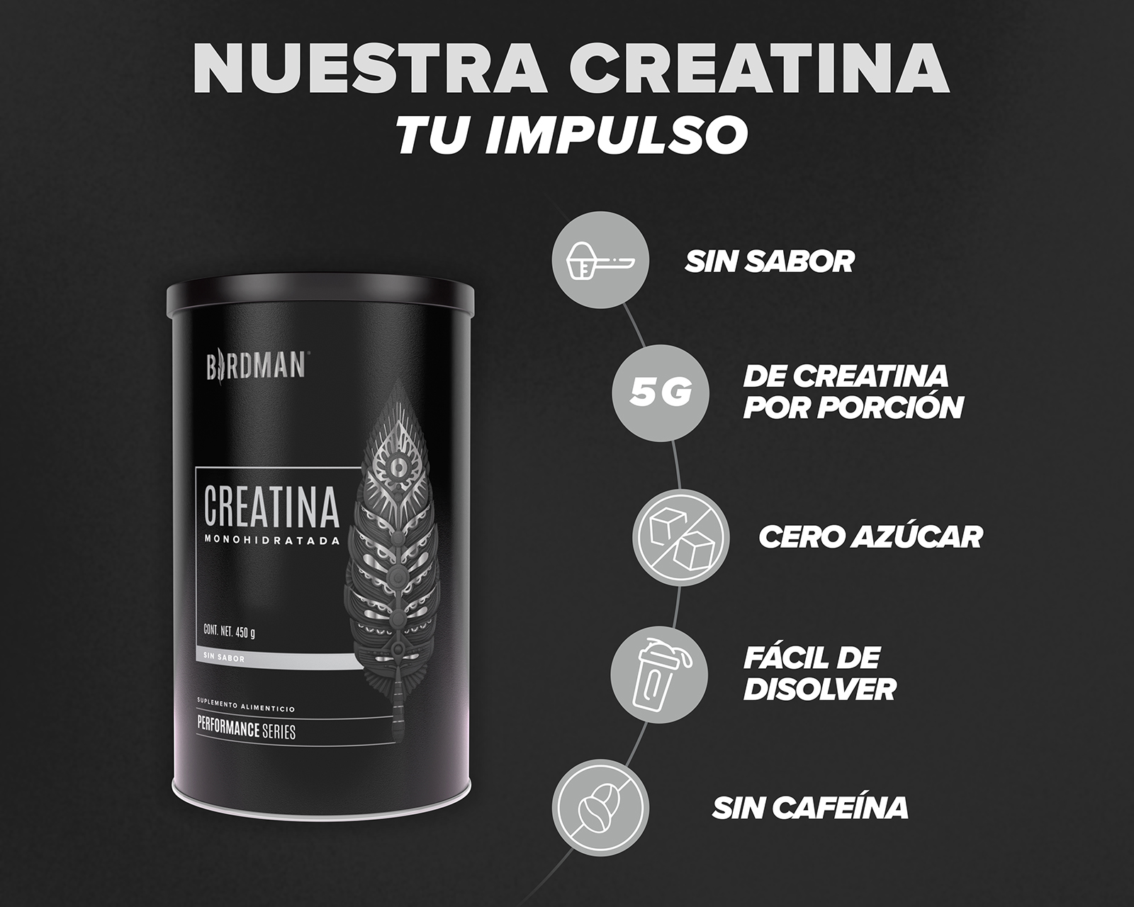 Foto 2 | Foto 2 | Creatina Monohidratada Birdman de Alta Pureza 450 g