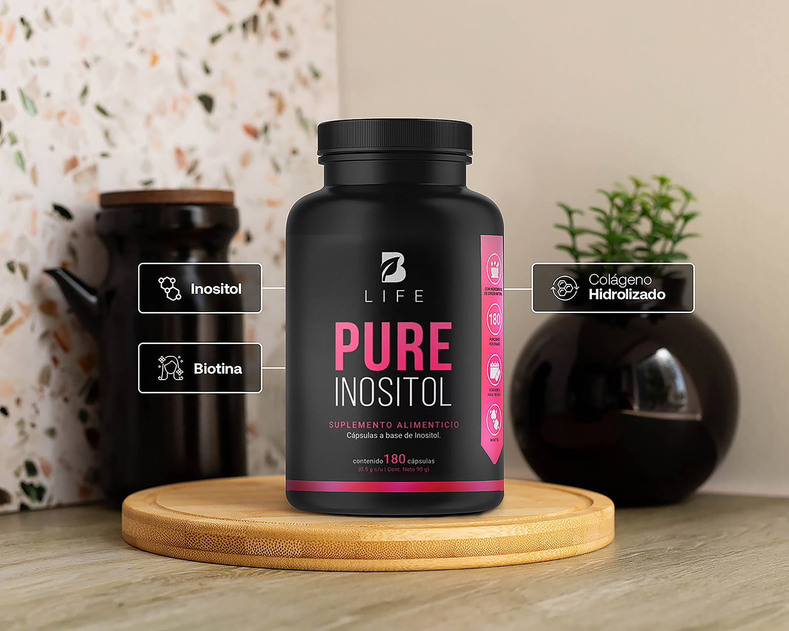 Foto 4 | Foto 4 | Suplemento Alimenticio B Life Inositol, Colágeno y Biotina 180 Cápsulas