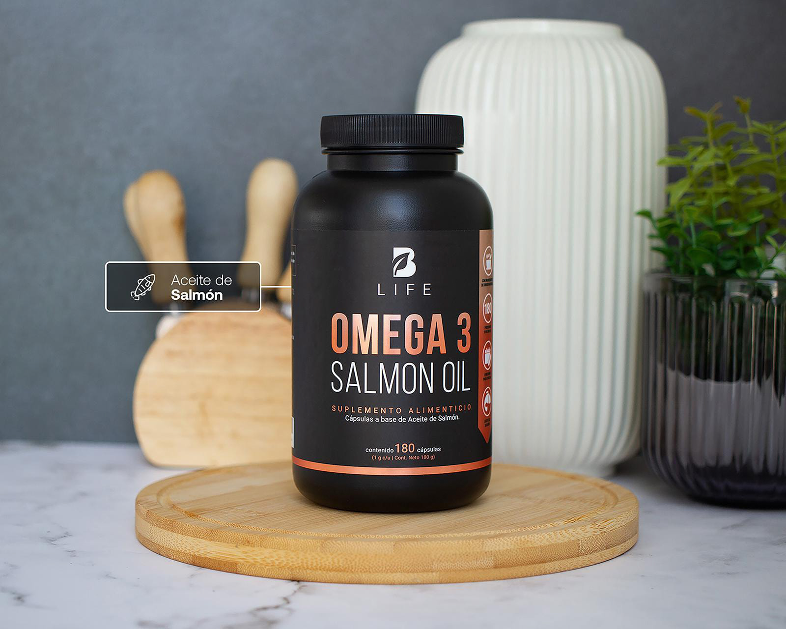 Foto 4 | Foto 4 | Suplemento Alimenticio B Life Omega 3 Aceite de Salmón 180 Cápsulas