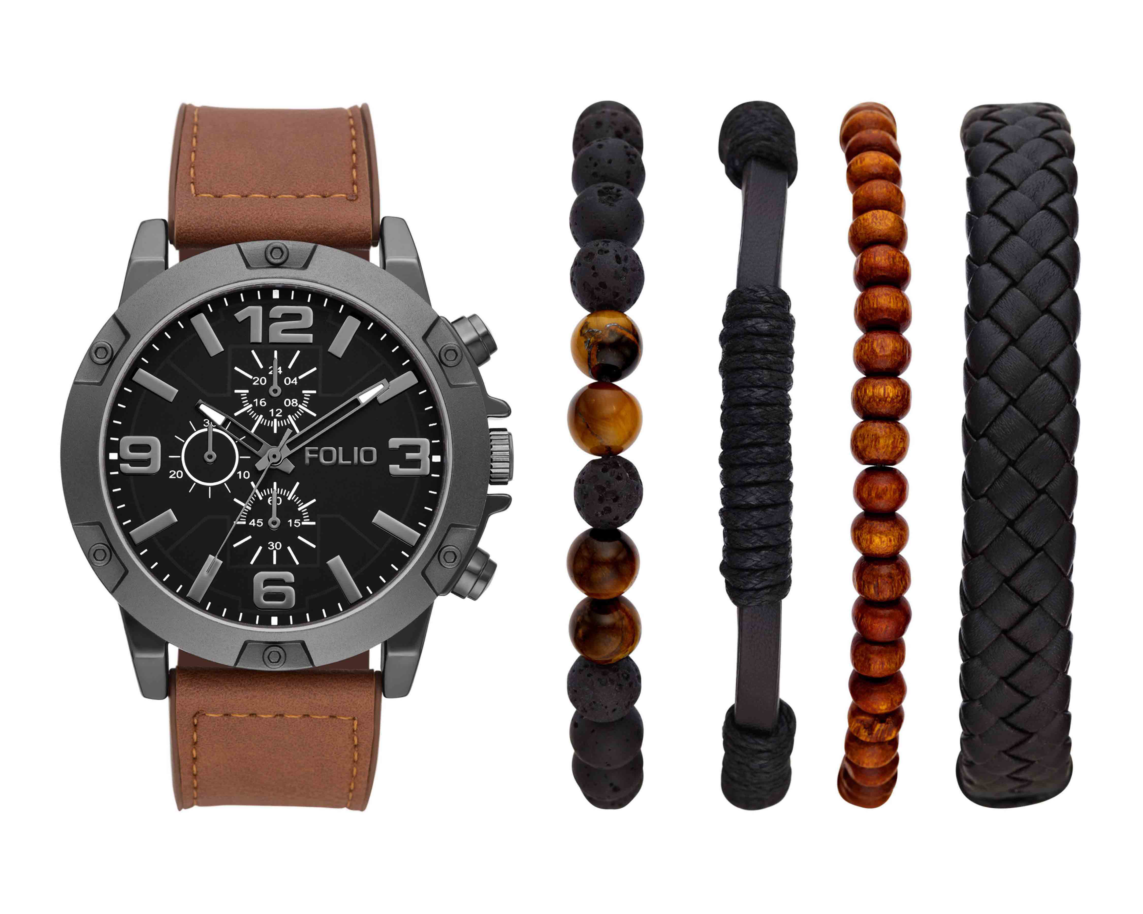 Reloj Folio Metal con 4 Accesorios