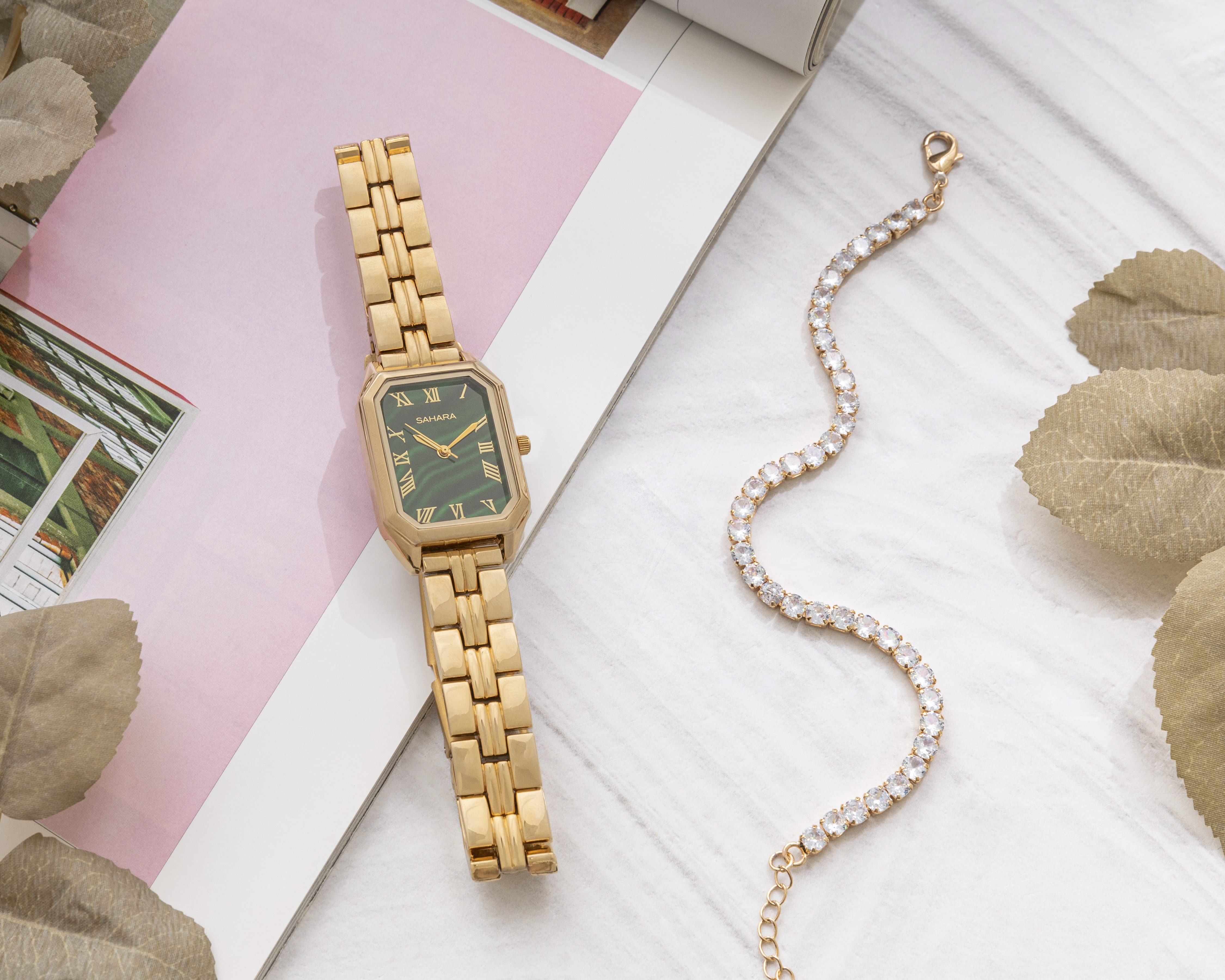 Foto 8 | Foto 8 | Reloj para Mujer Sahara Dorado P3772 con 1 Accesorio