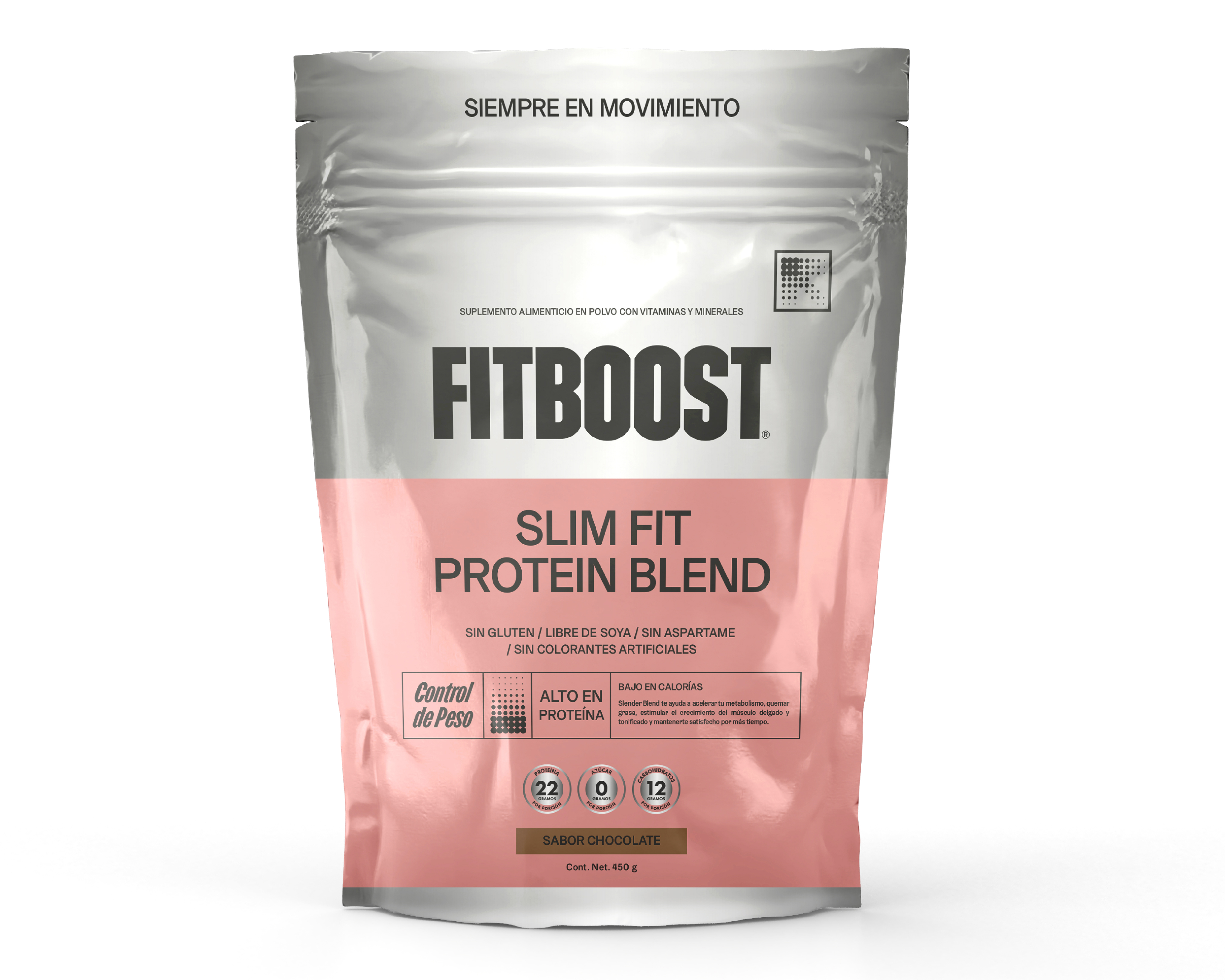 Proteína Fitboost Slim Fit Sabor Chocolate sin Gluten 450 g