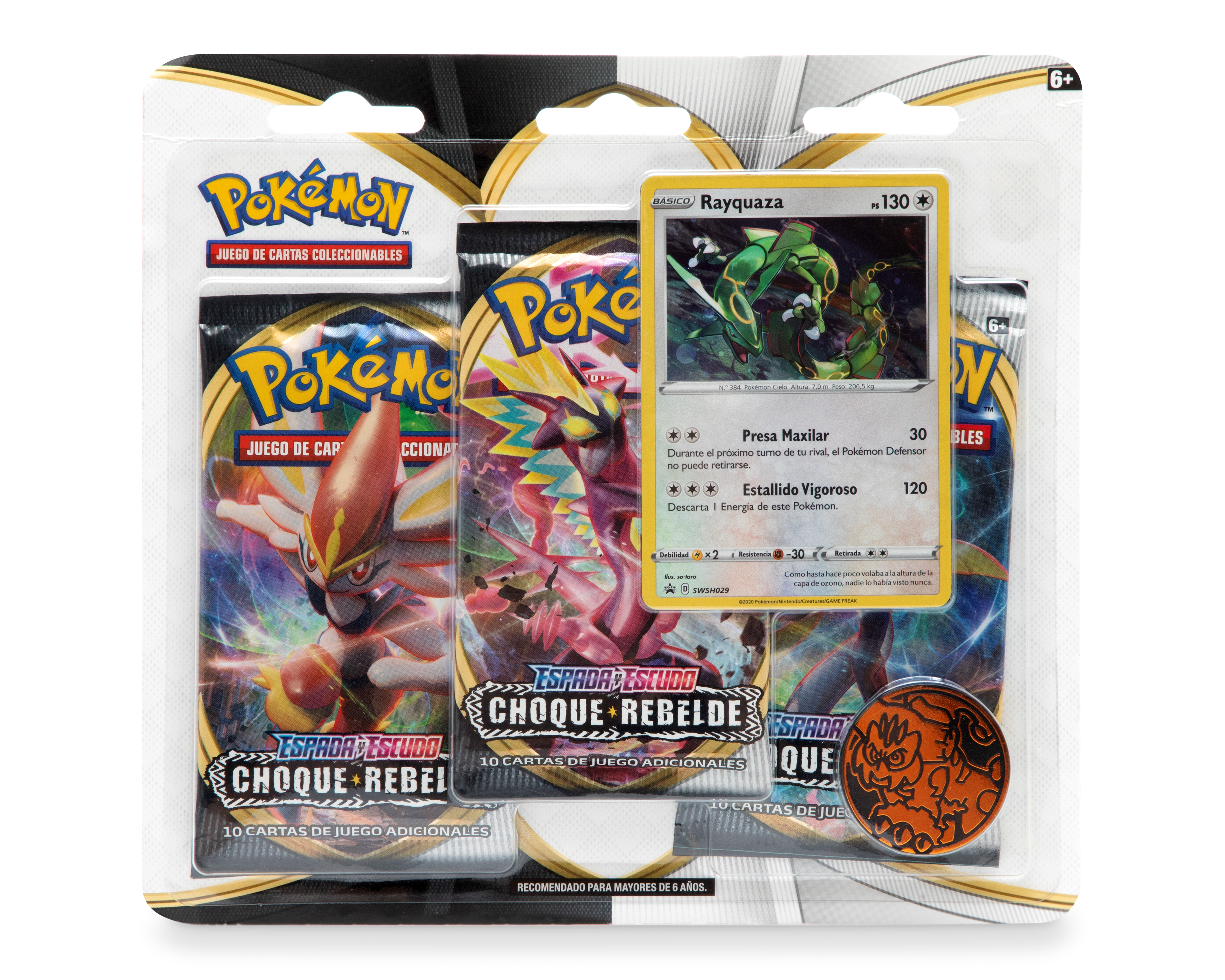 Cartas Coleccionables Pokémon Espada y Escudo-Choque Rebelde 3 Packs