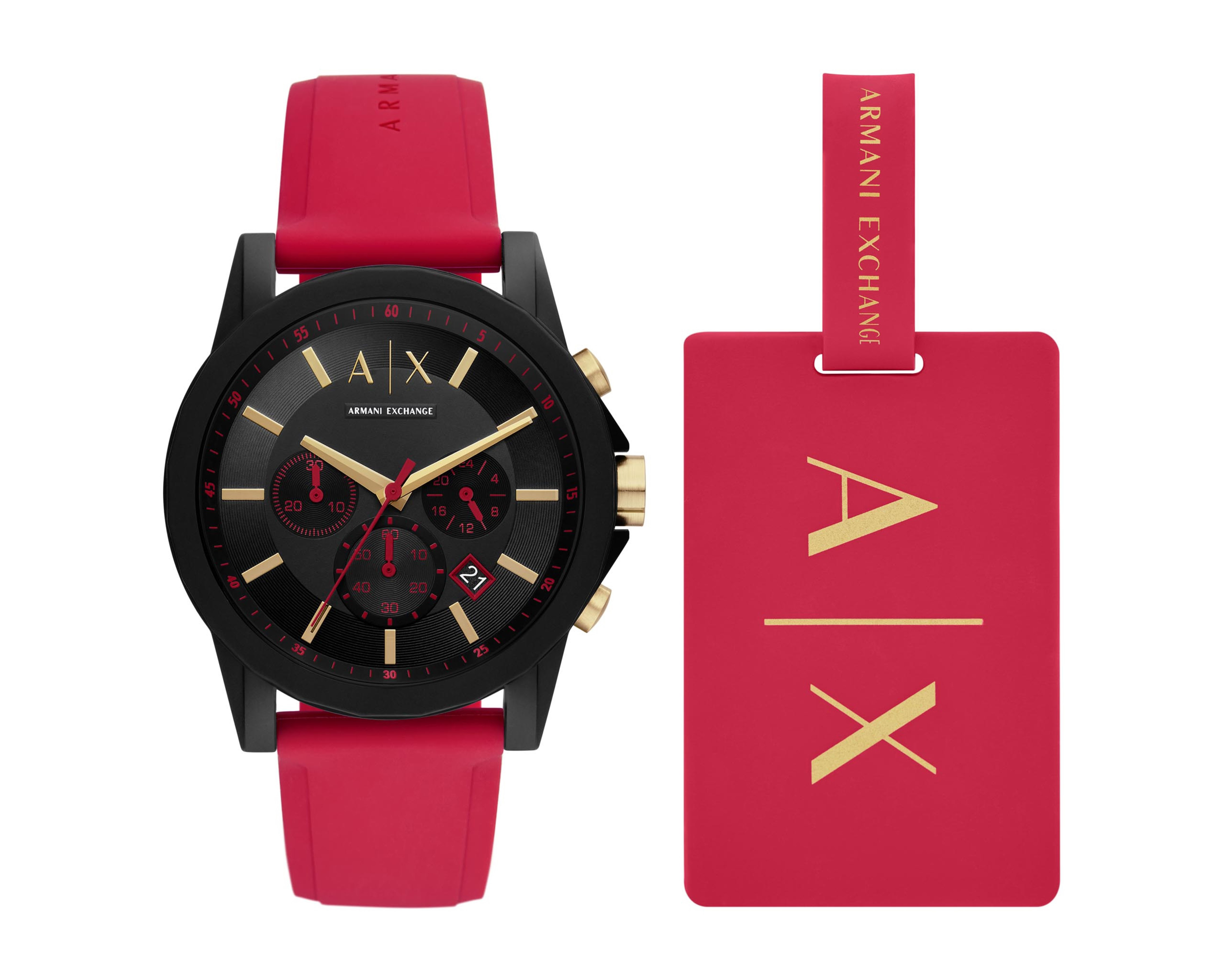 Foto 2 pulgar | Foto 1 | Reloj Armani Exchange AX7152 Rojo con Accesorio