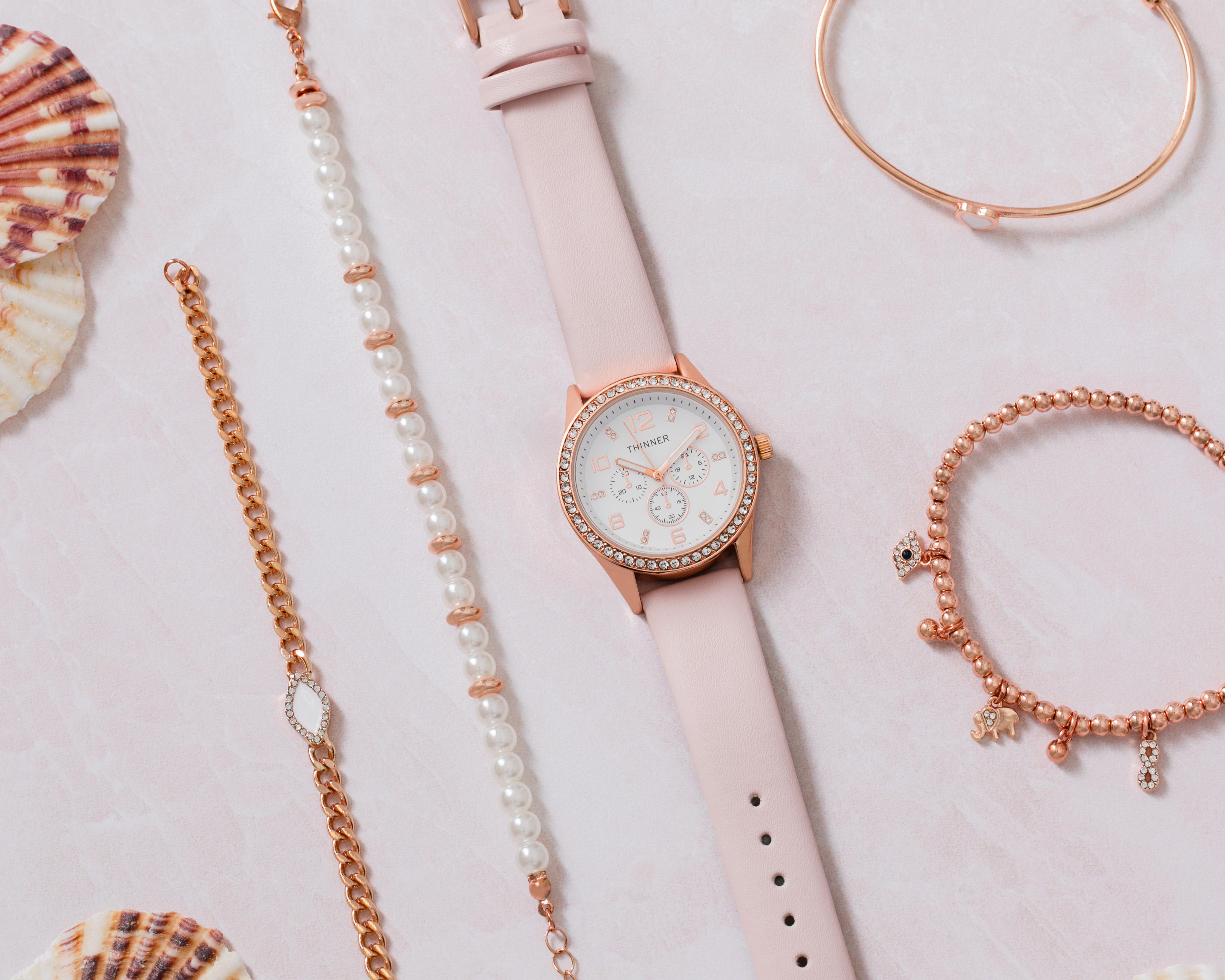 Foto 8 | Foto 8 | Reloj para Mujer Thinner Rosa con 4 Accesorios