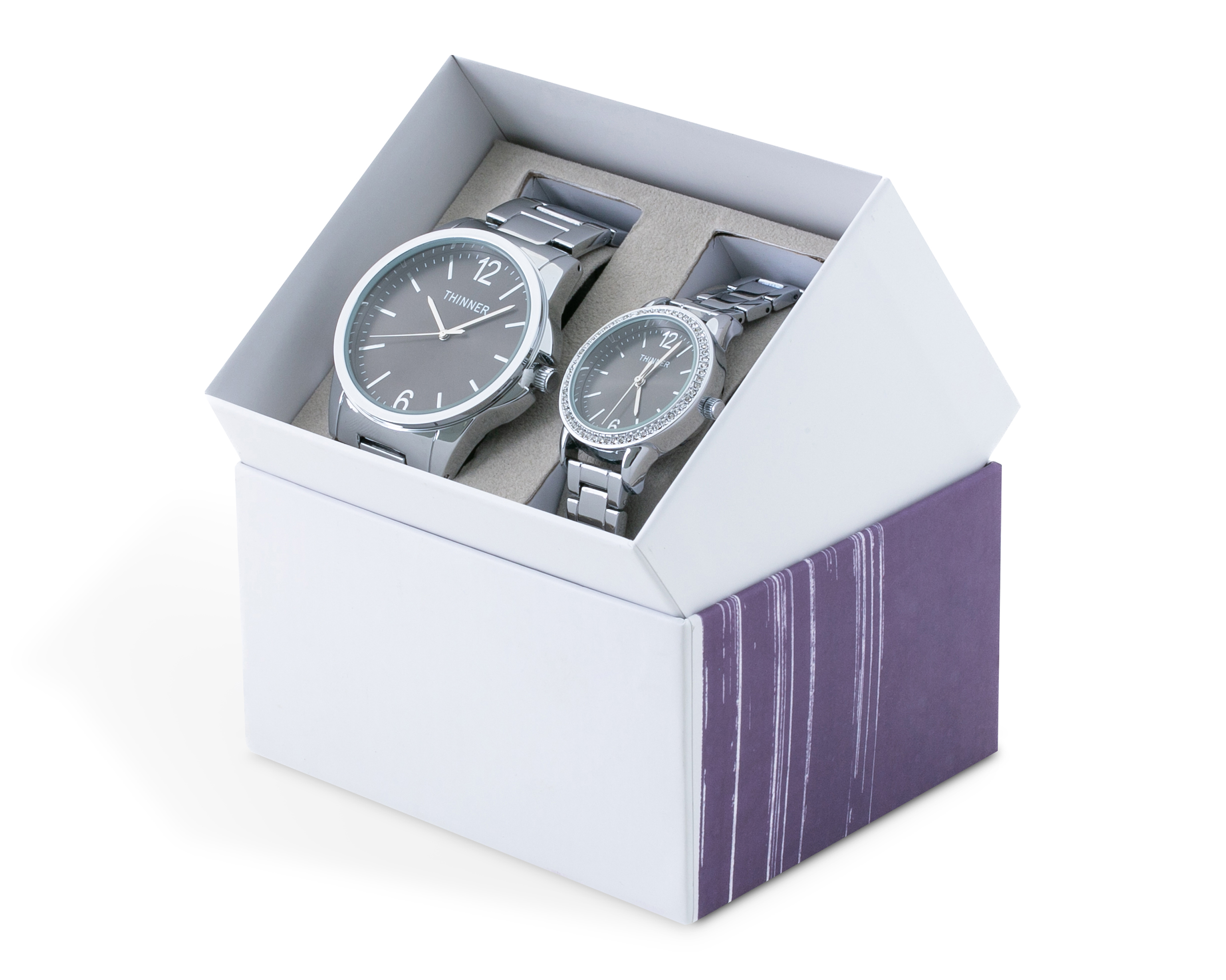 Foto 5 | Foto 5 | Reloj para Hombre Metálico Thinner 2 Piezas