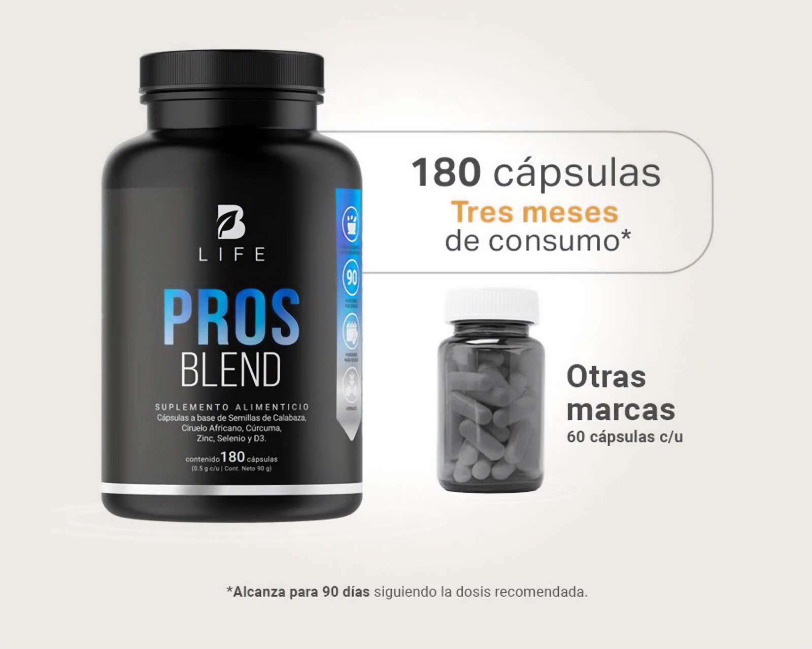 Foto 4 | Foto 4 | Suplemento Alimenticio B Life Pros Blend con Semillas de Calabaza 180 Cápsulas