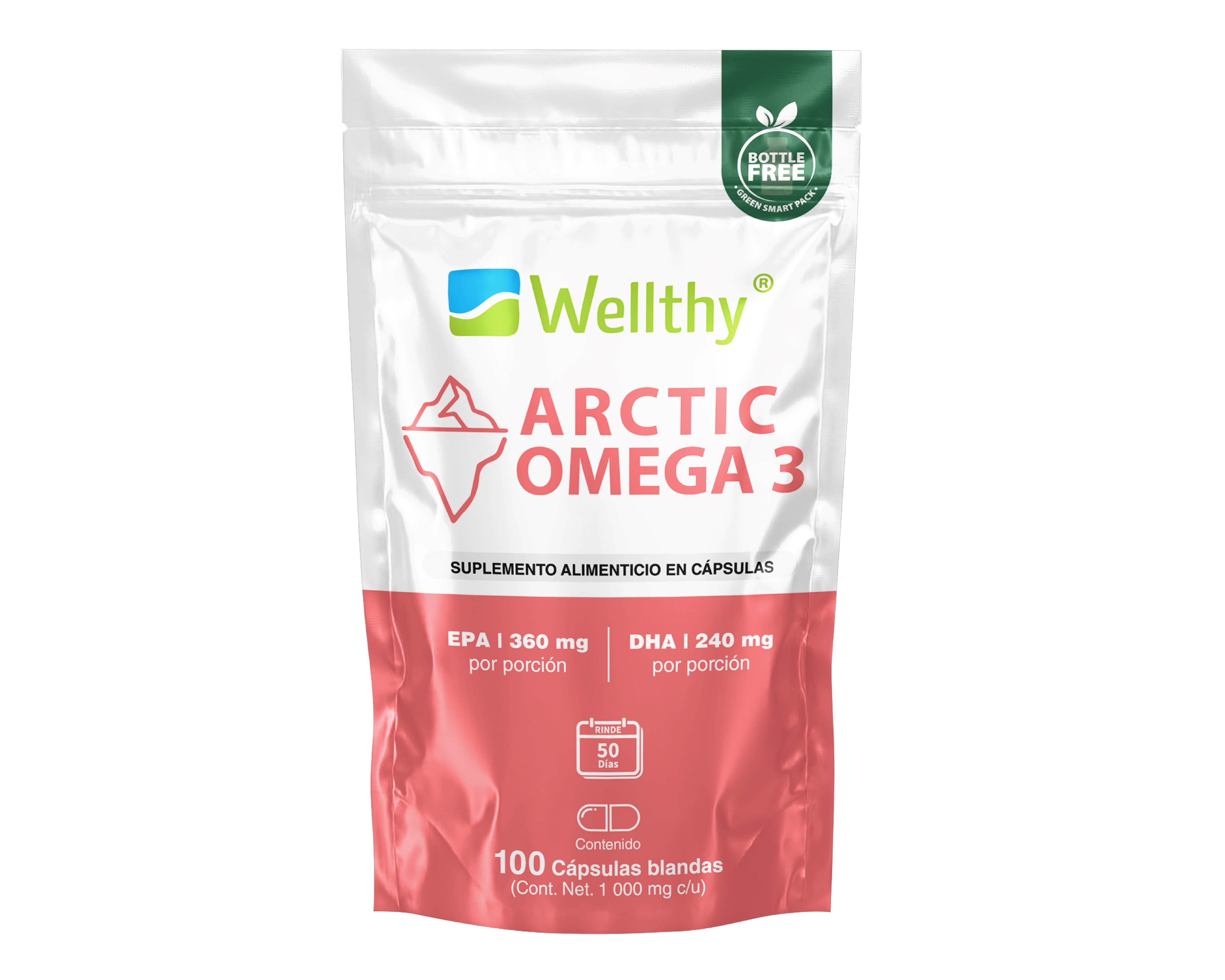 Foto 2 pulgar | Foto 1 | Suplemento Alimenticio Wellthy Omega 3 de Salmón Noruego 100 Cápsulas