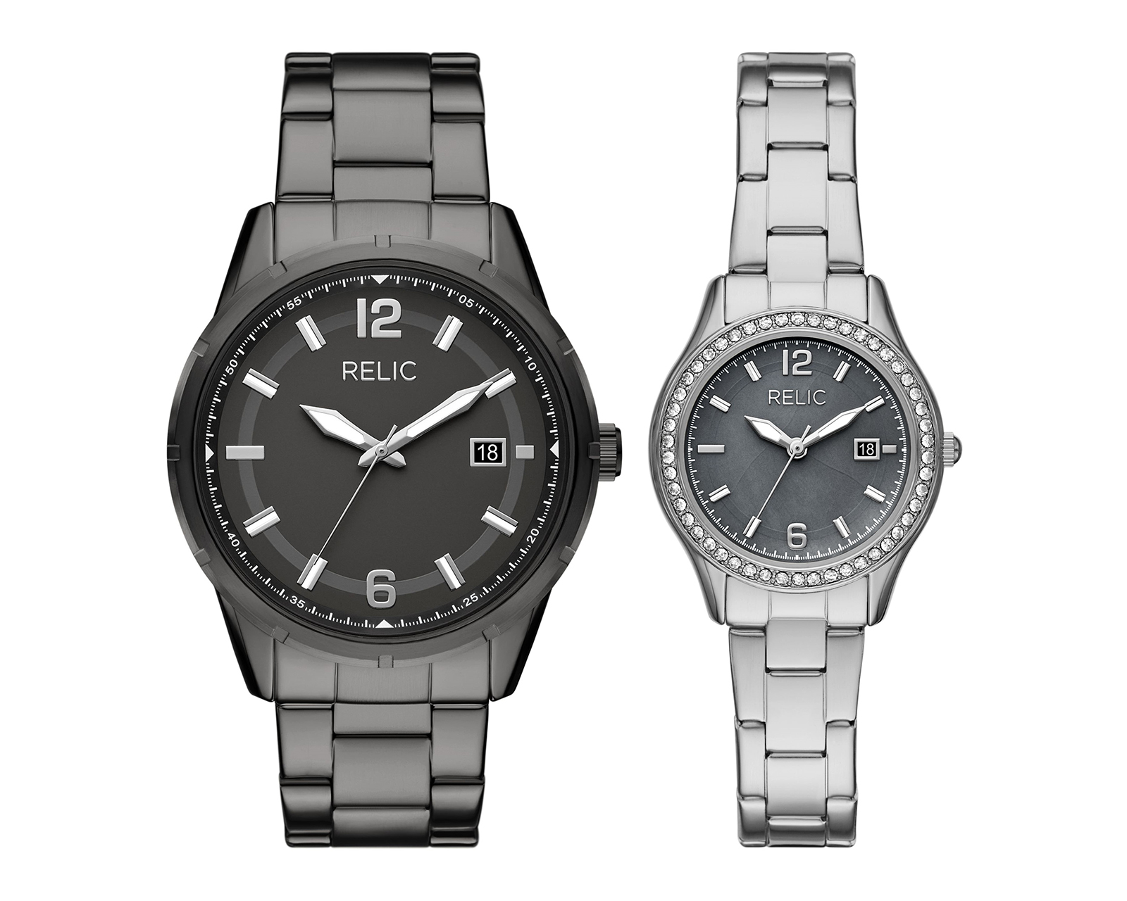 Foto 1 | Foto 1 | Set de Relojes pareja Mujer y Hombre Relic Negro y Plateado His & Hers ZR97015
