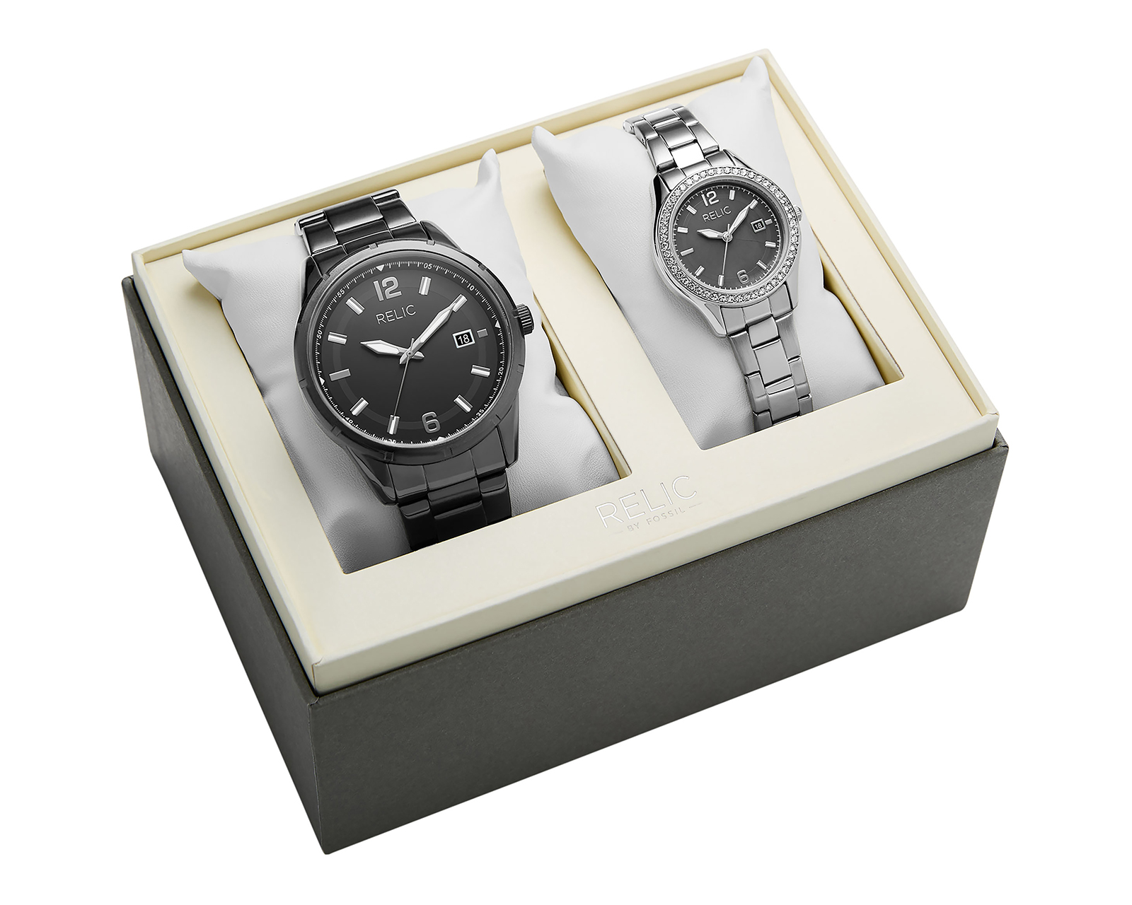 Foto 5 | Foto 5 | Set de Relojes pareja Mujer y Hombre Relic Negro y Plateado His & Hers ZR97015