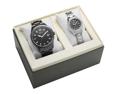 Foto 5 | Foto 5 | Set de Relojes pareja Mujer y Hombre Relic Negro y Plateado His & Hers ZR97015