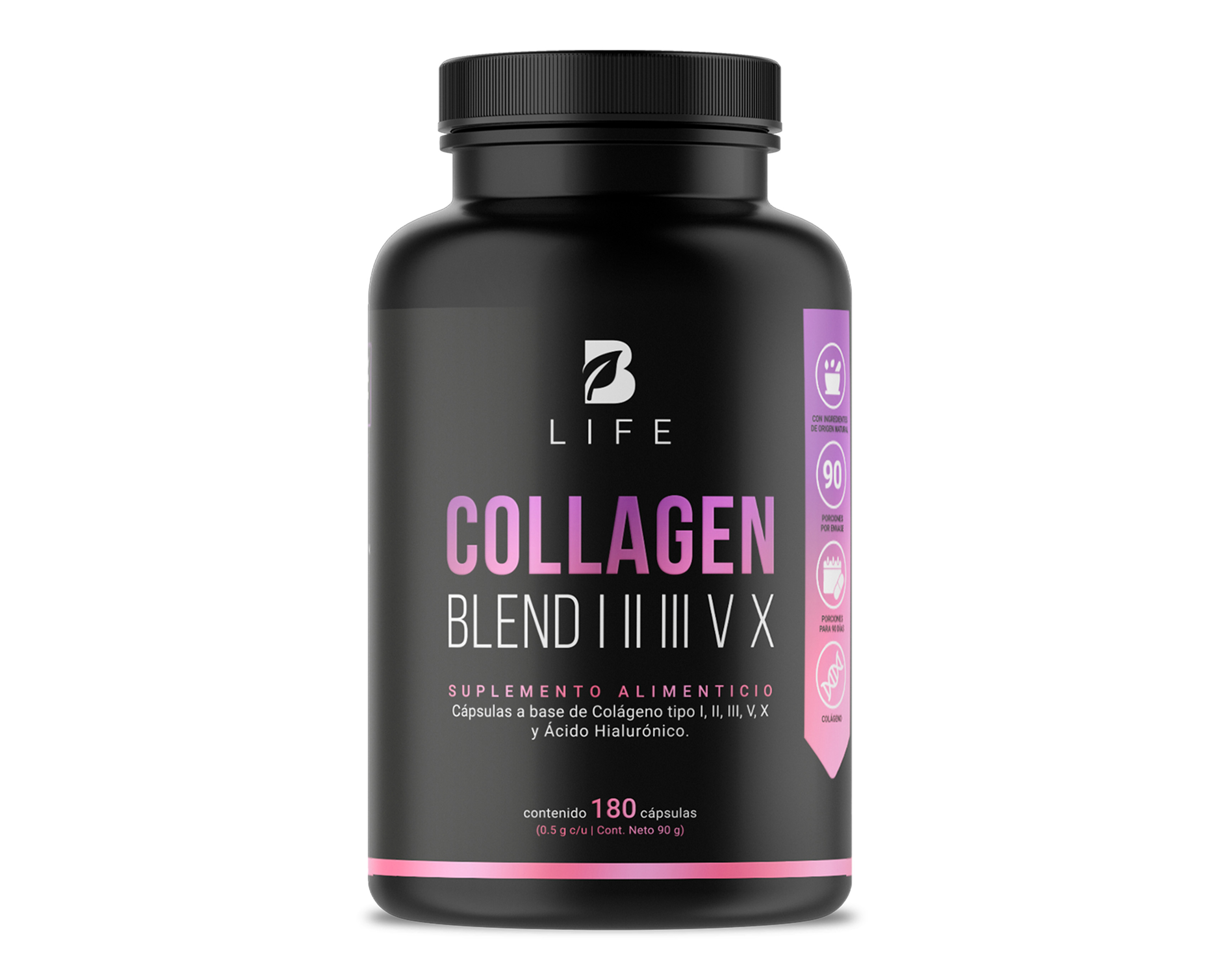 Suplemento Alimenticio B Life Colágeno y Ácido Hialurónico 180 Cápsulas