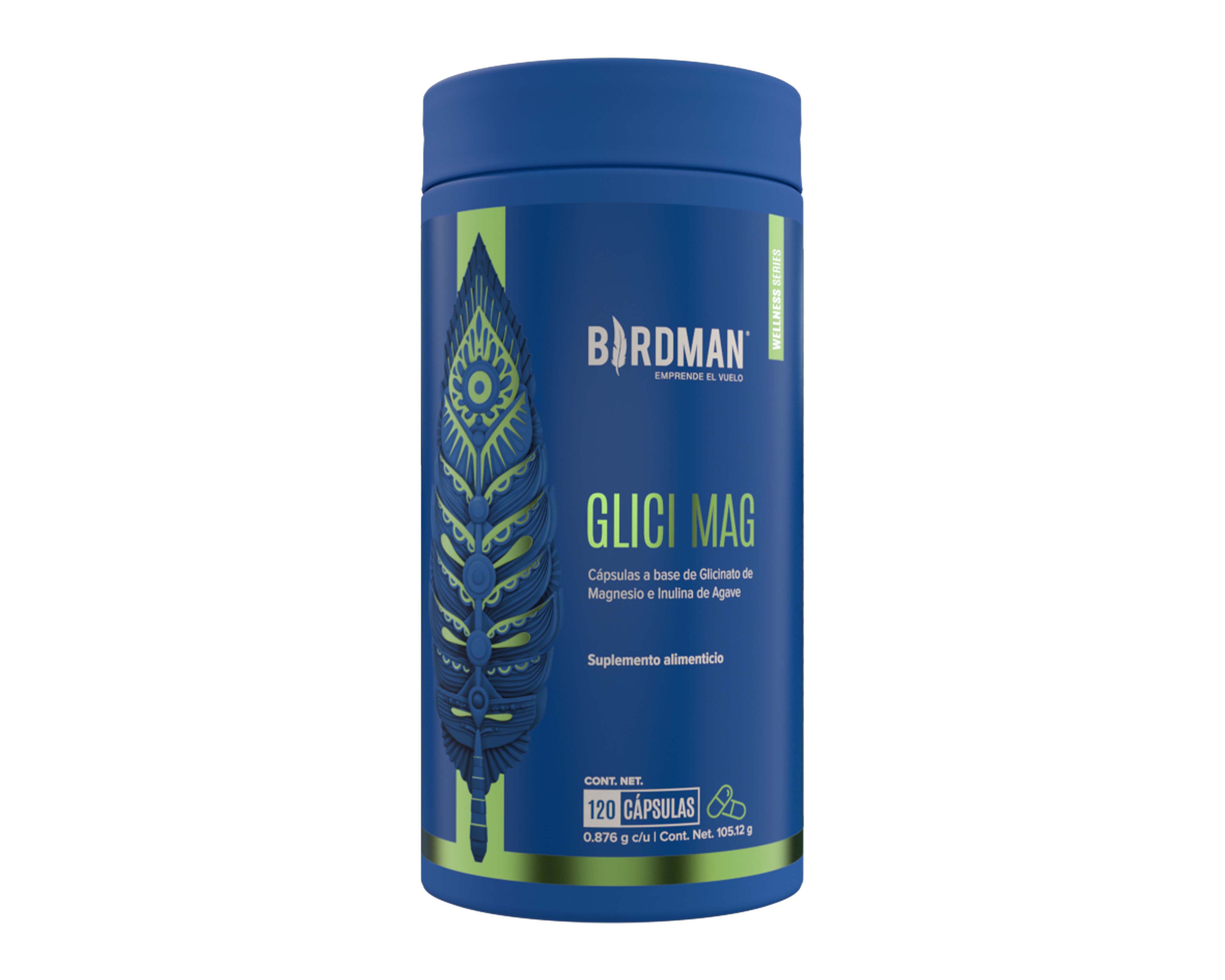 Foto 2 pulgar | Foto 1 | Suplemento Alimenticio Birdman Glici Mag de Glicinato de Magnesio e Inulina de Agave 120 Cápsulas