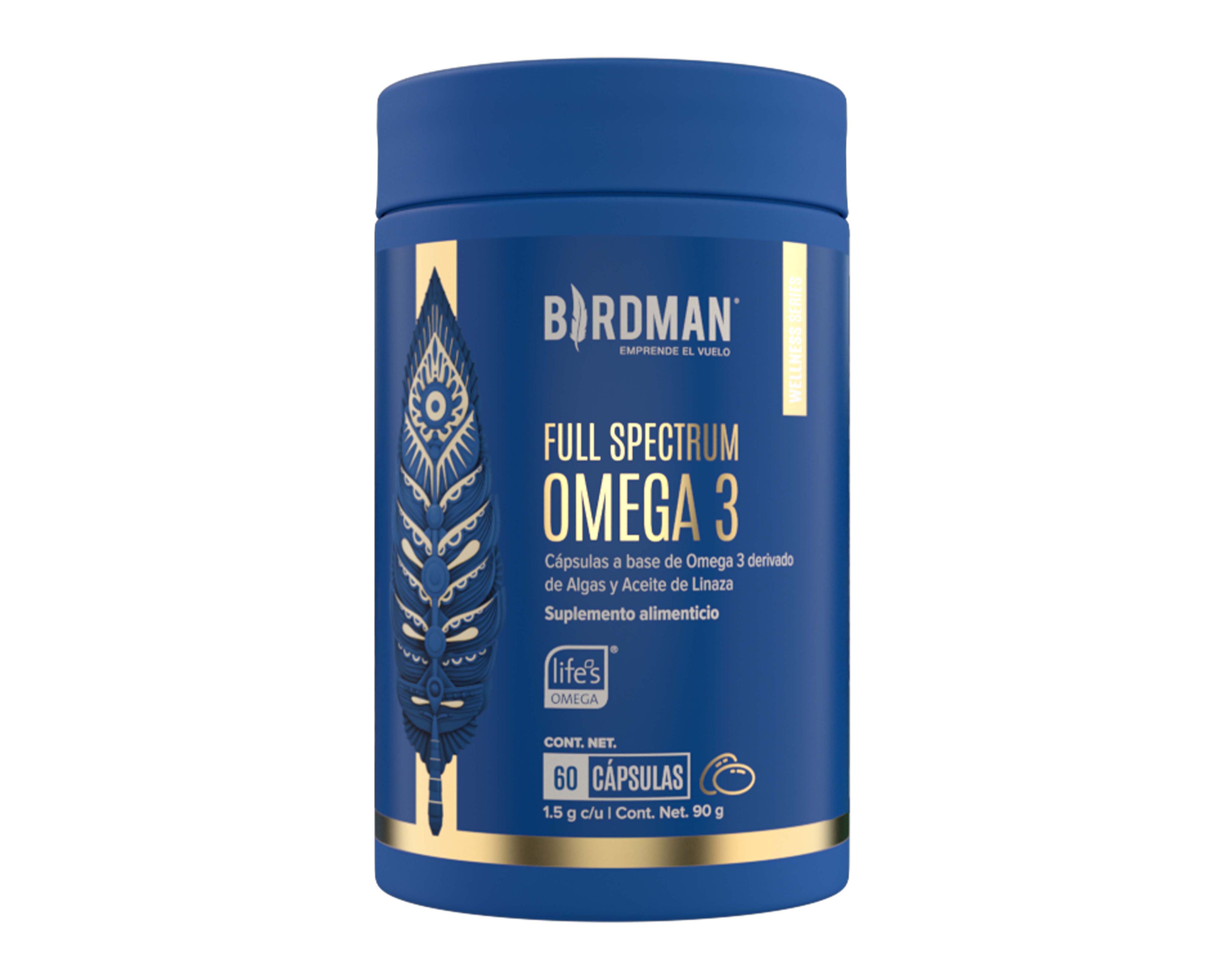 Foto 2 pulgar | Foto 1 | Suplemento Alimenticio Birdman Full Spectrum Omega 3 con Derivado de Algas y Aceite de Linaza 60 Cápsulas