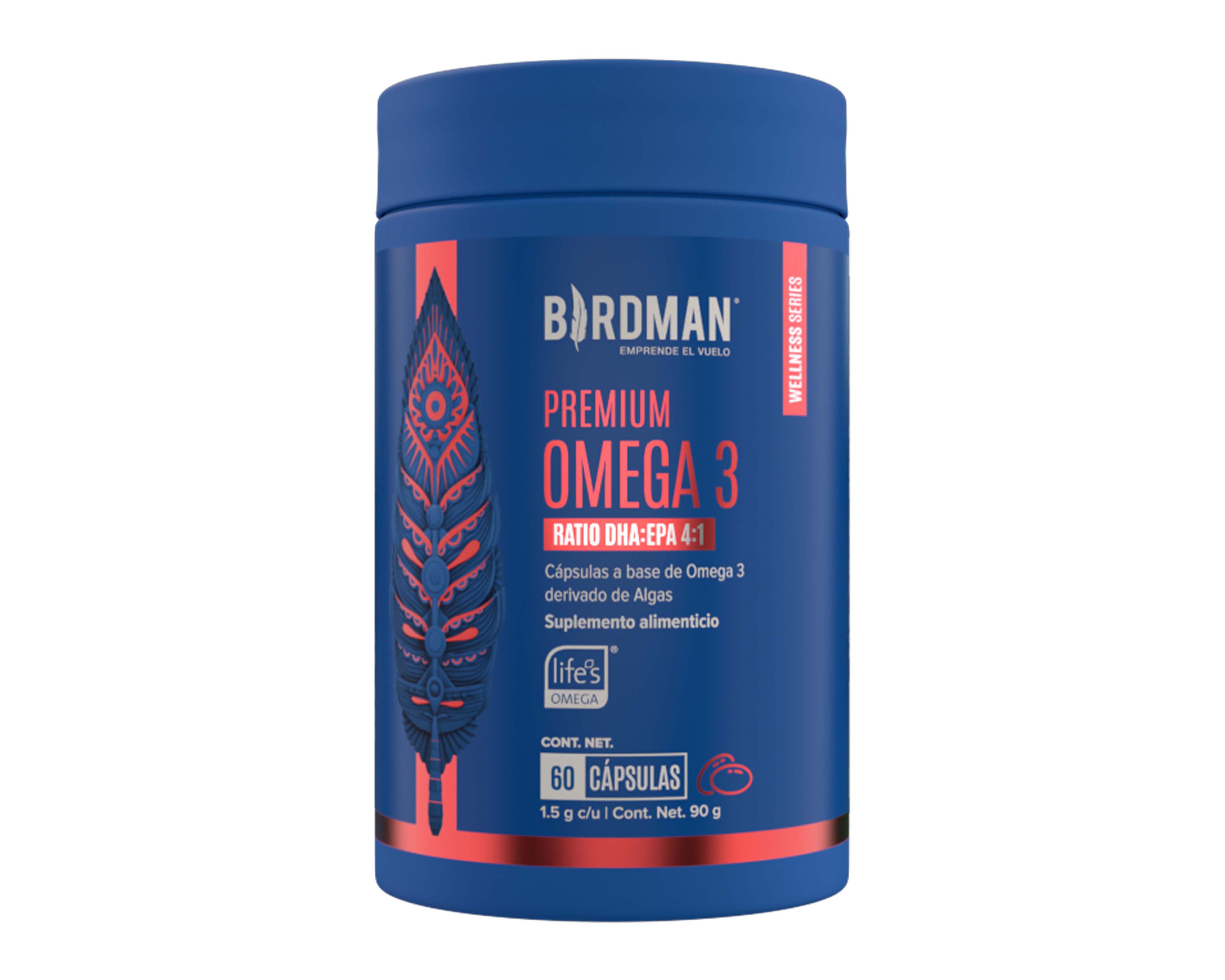 Foto 2 pulgar | Foto 1 | Suplemento Alimenticio Birdman Premium Omega 3 de Ratio DHA:EPA 4:1 60 Cápsulas