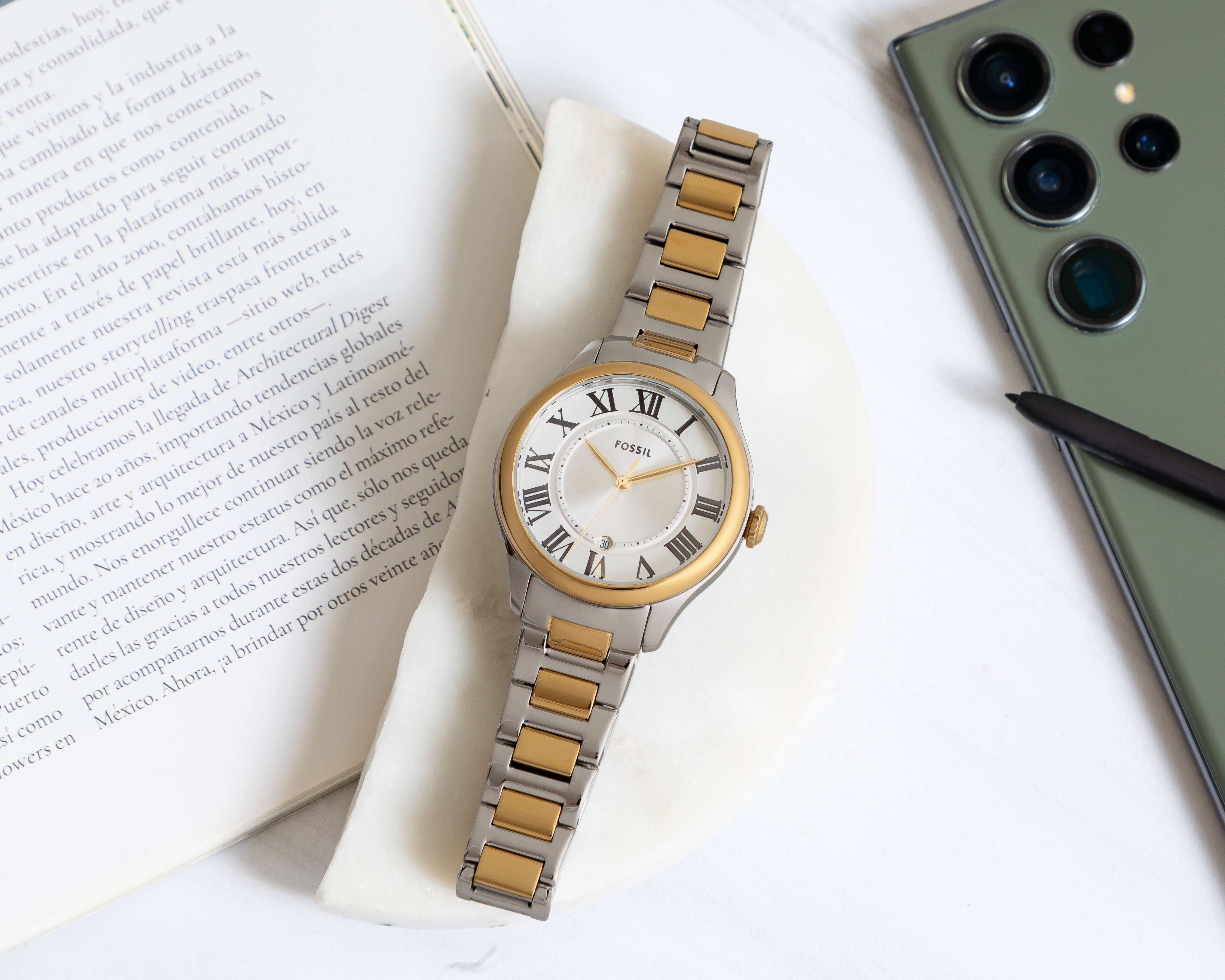 Foto 6 | Foto 6 | Reloj Fossil para Mujer ES5396 Plateado-Dorado