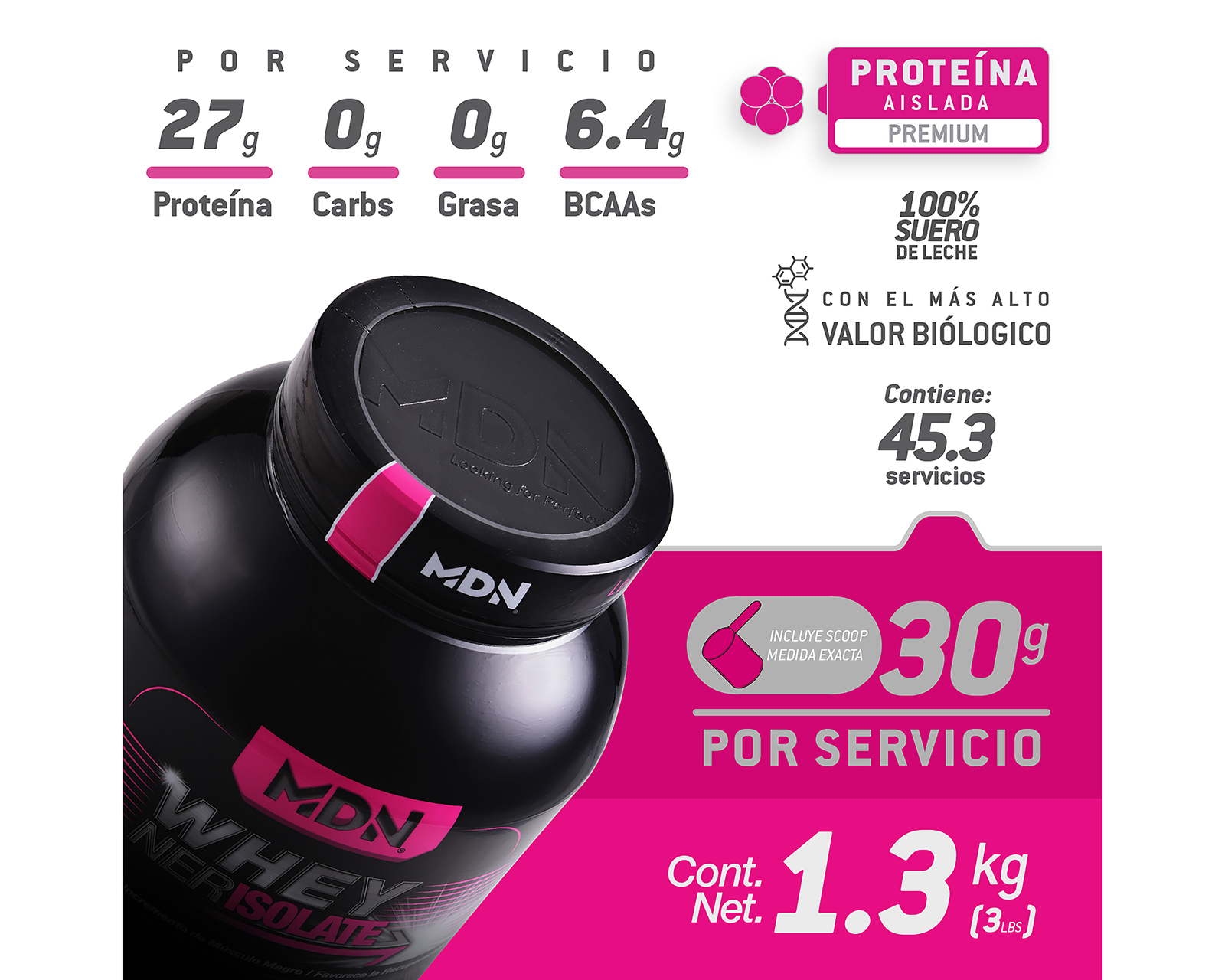 Foto 8 | Foto 8 | Suplemento Alimenticio MDN Sports Whey Ner Isolate Proteína Aislada Sabor Vainilla 1.3 kg