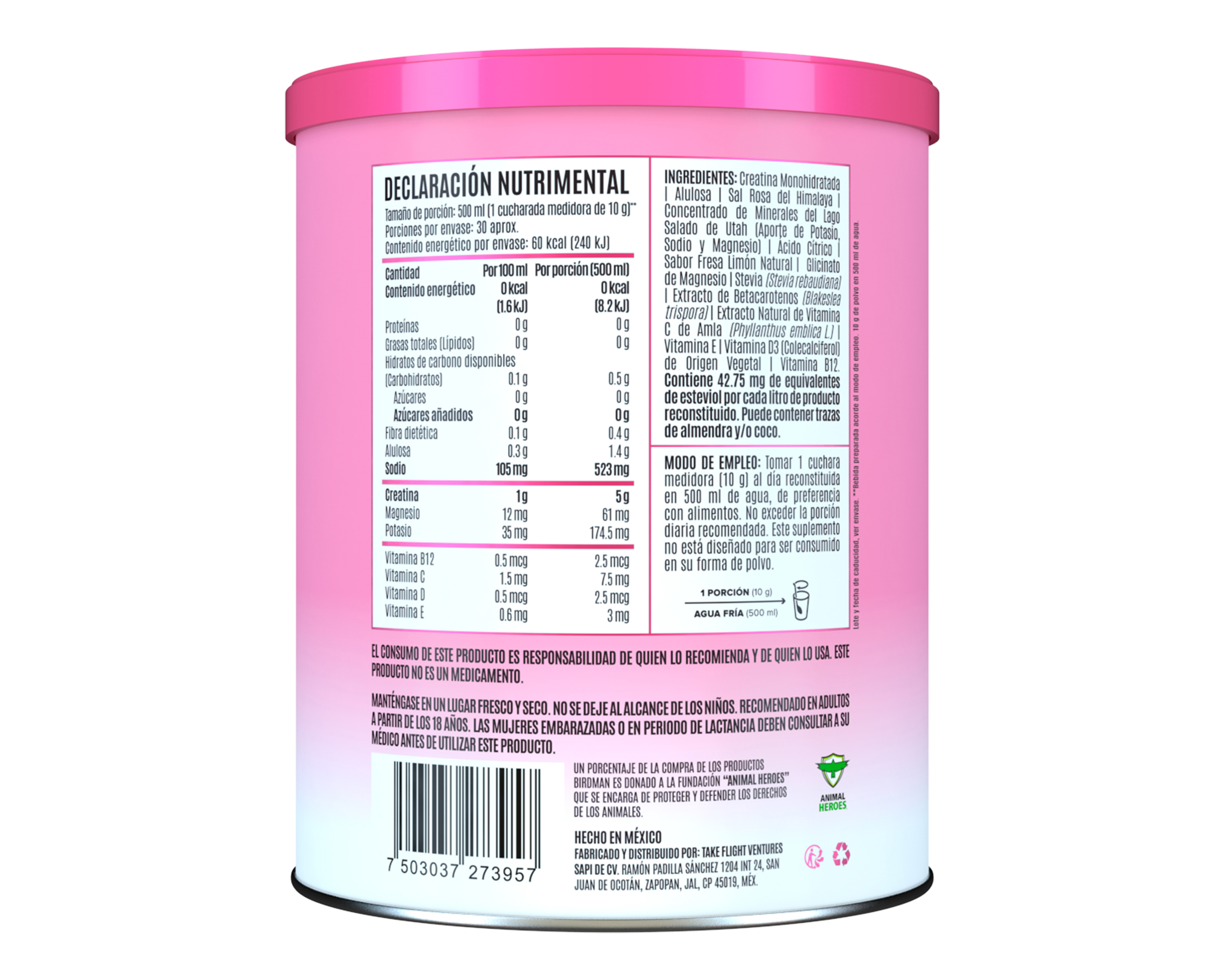 Foto 3 | Foto 3 | Creatina Birdman Performance Series de Alta Pureza Pink Lemonade 300 g