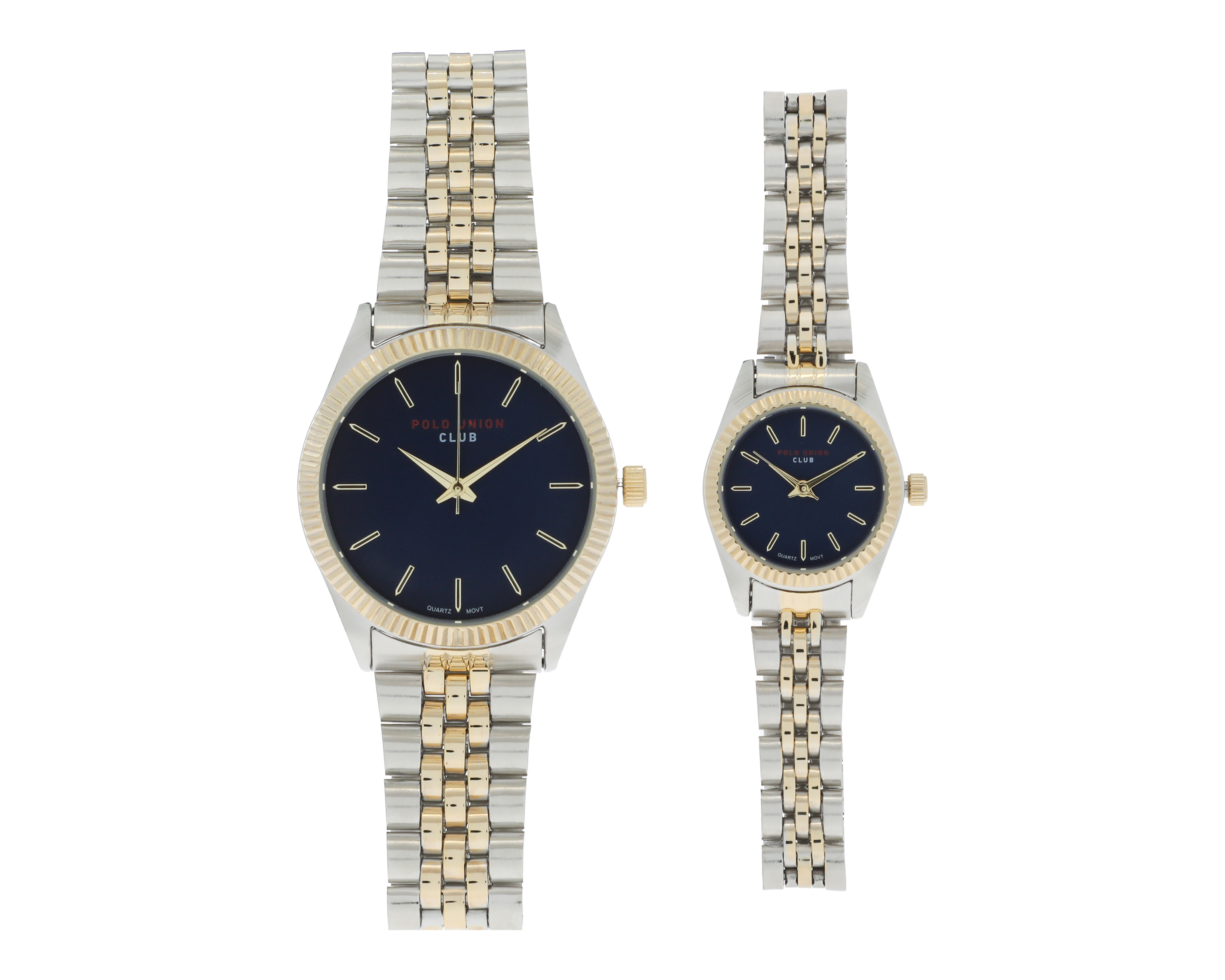 Set de Relojes Pareja Mujer y Hombre Polo Union Club Plateado PUC-STHH-01