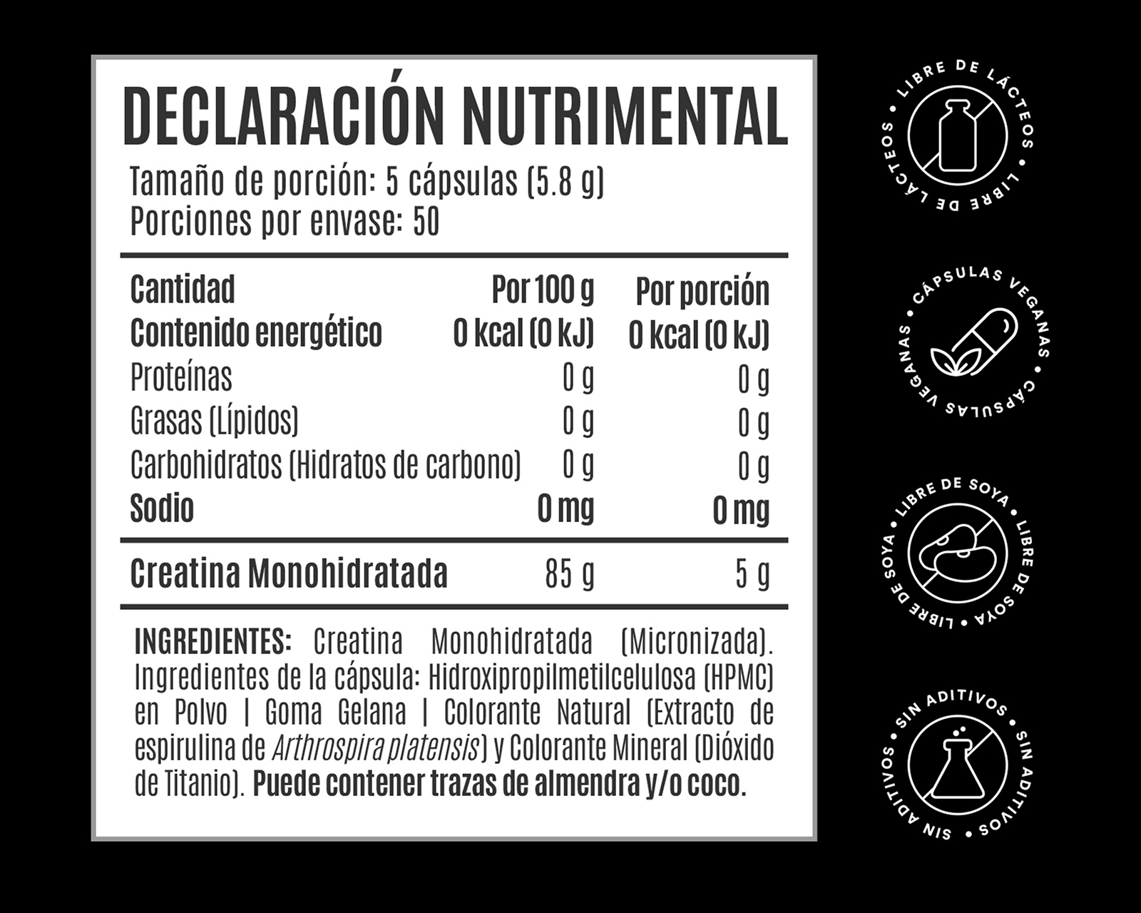 Foto 4 pulgar | Foto 3 | Suplemento Alimenticio Birdman Creatina Monohidratada 250 Cápsulas