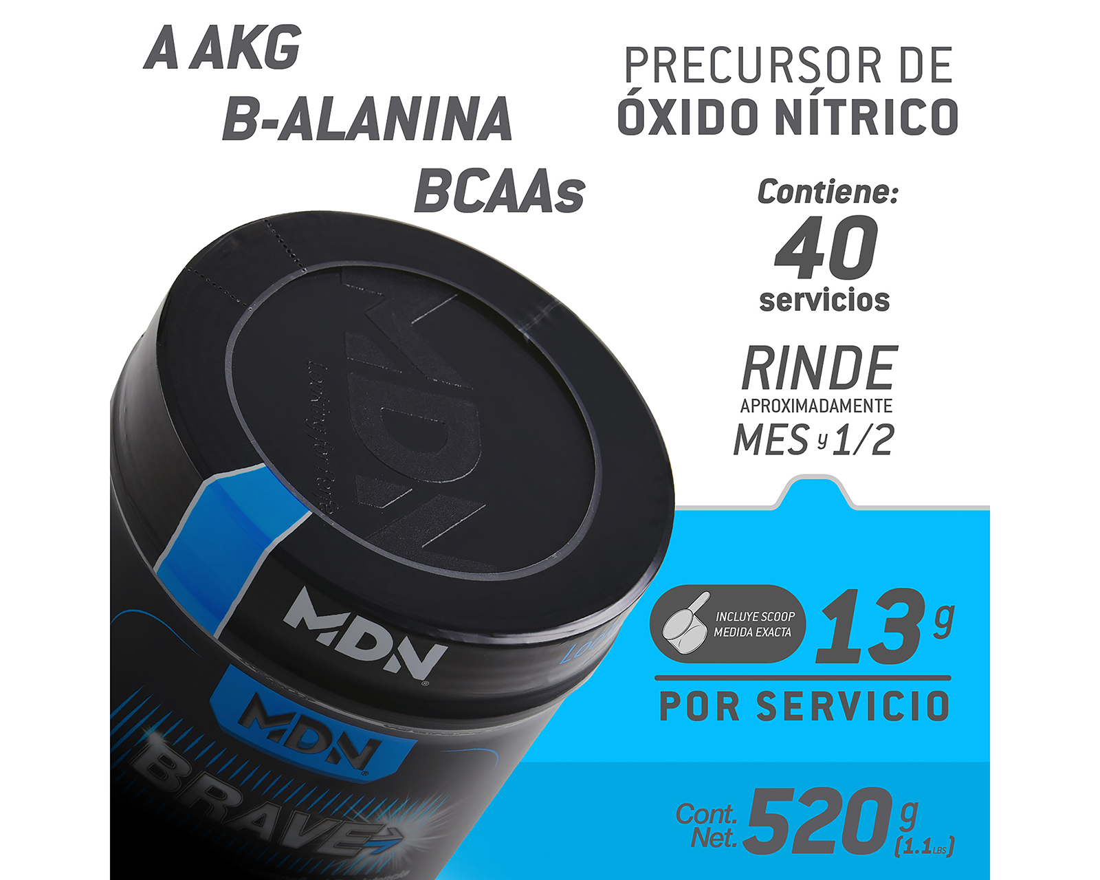 Foto 4 pulgar | Foto 3 | Suplemento Alimenticio Mdn Sports Glutamina Sabor Uva 520 Gramos