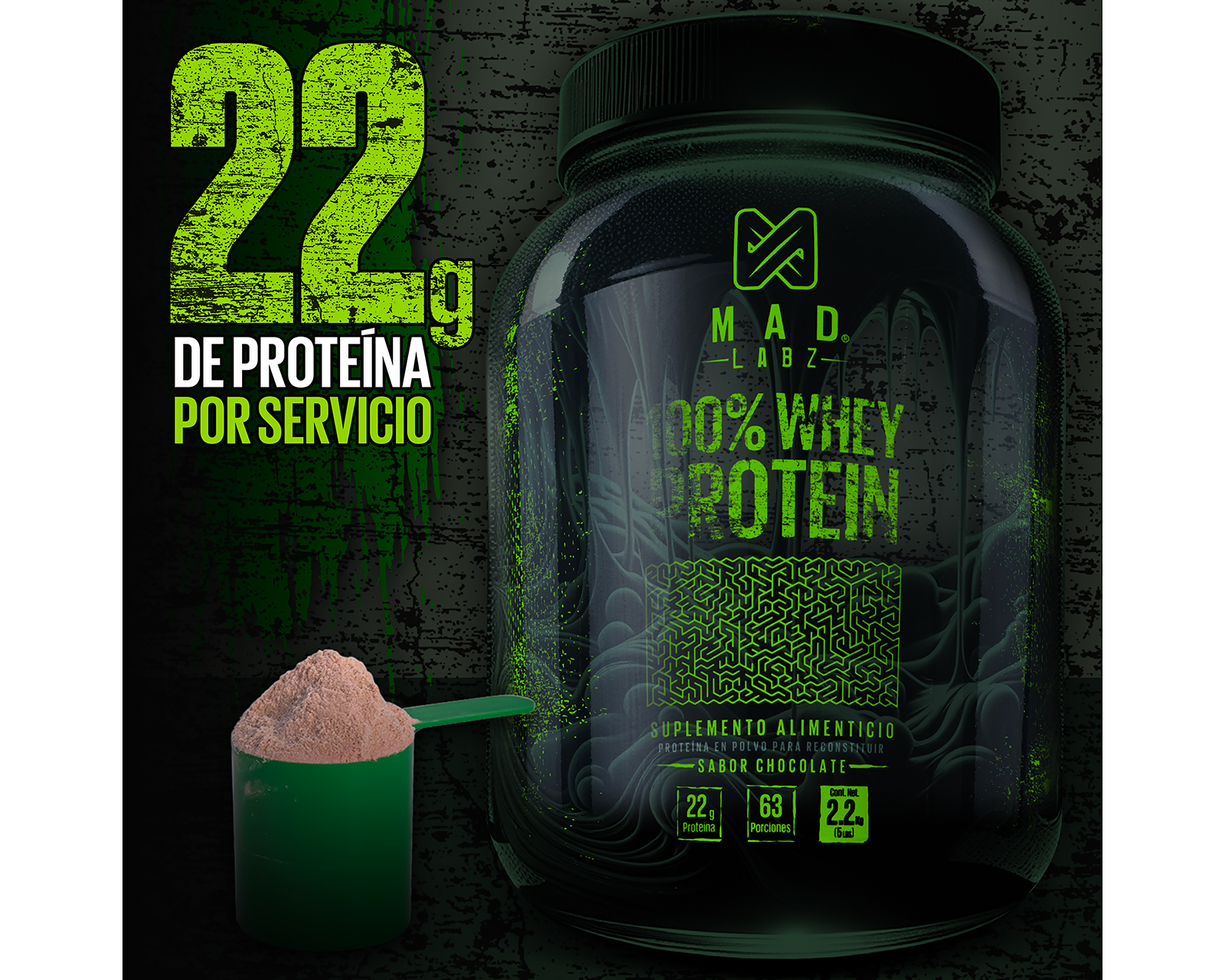 Foto 4 pulgar | Foto 3 | Suplemento Alimenticio Mad Labz Whey Protein Proteína 2.2 kg