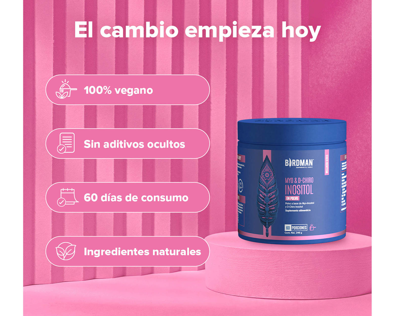 Foto 3 | Foto 3 | Suplemento Alimenticio Birdman Myo D-Chiro Inositol 246 Gramos