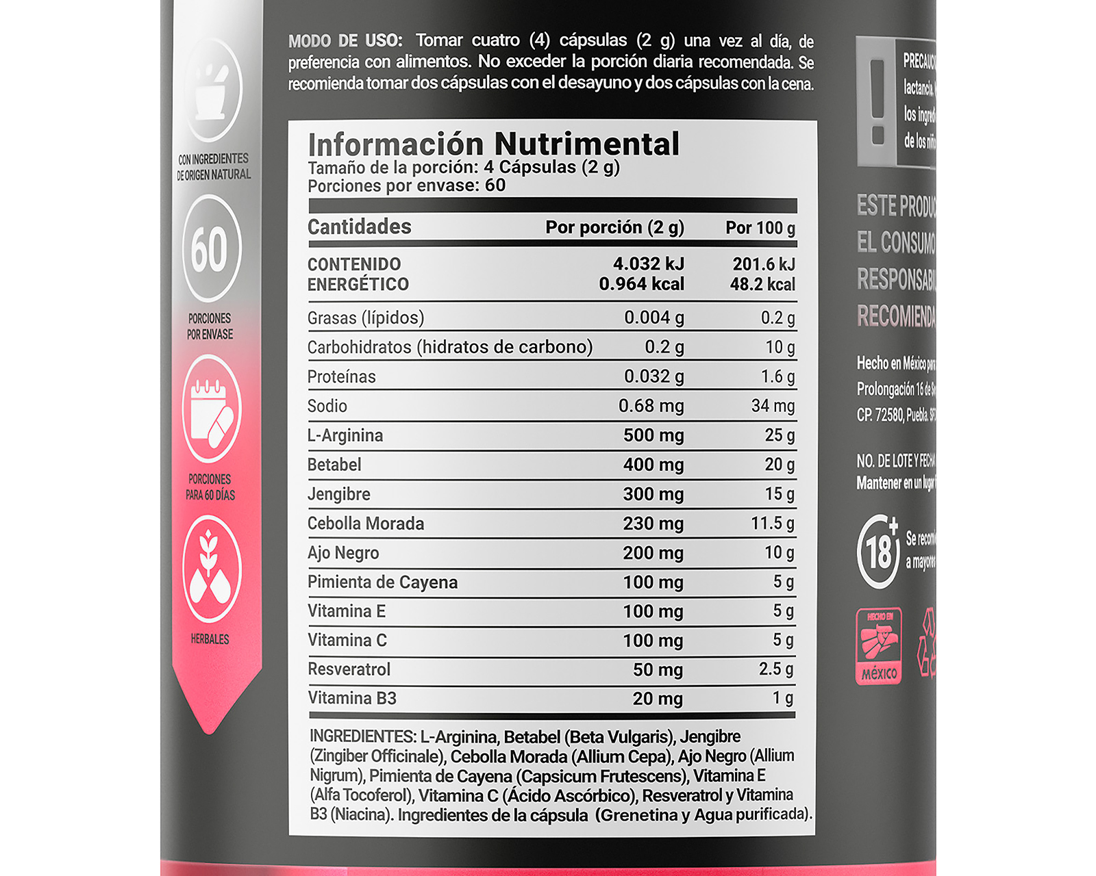 Foto 2 | Foto 2 | Suplemento Alimenticio B Life L-Argininia Plantas y Vitaminas 240 Cápsulas