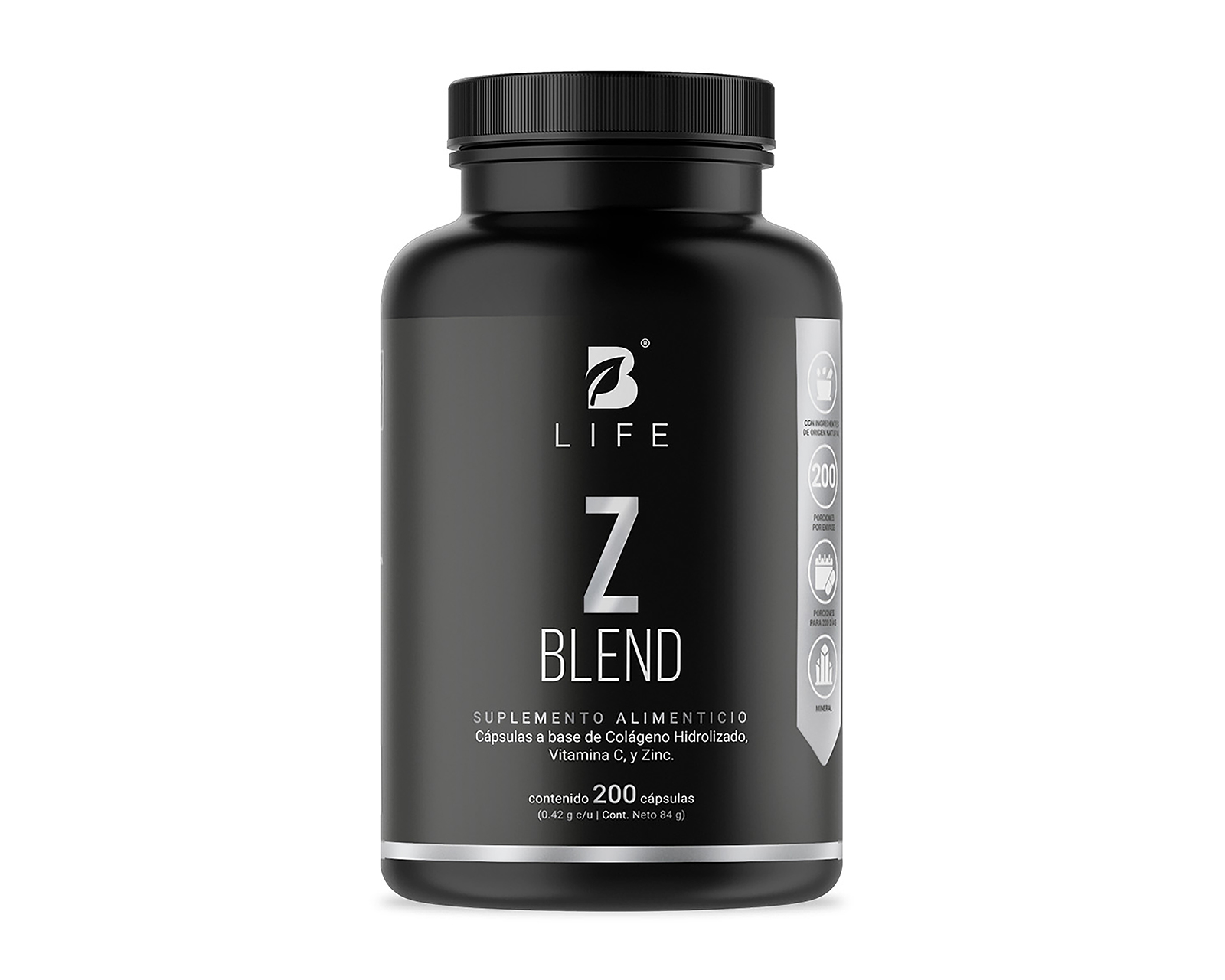 Suplemento Alimenticio B Life Z Blend Colágeno Hidrolizado Vitamina C y Zinc 200 Cápsulas