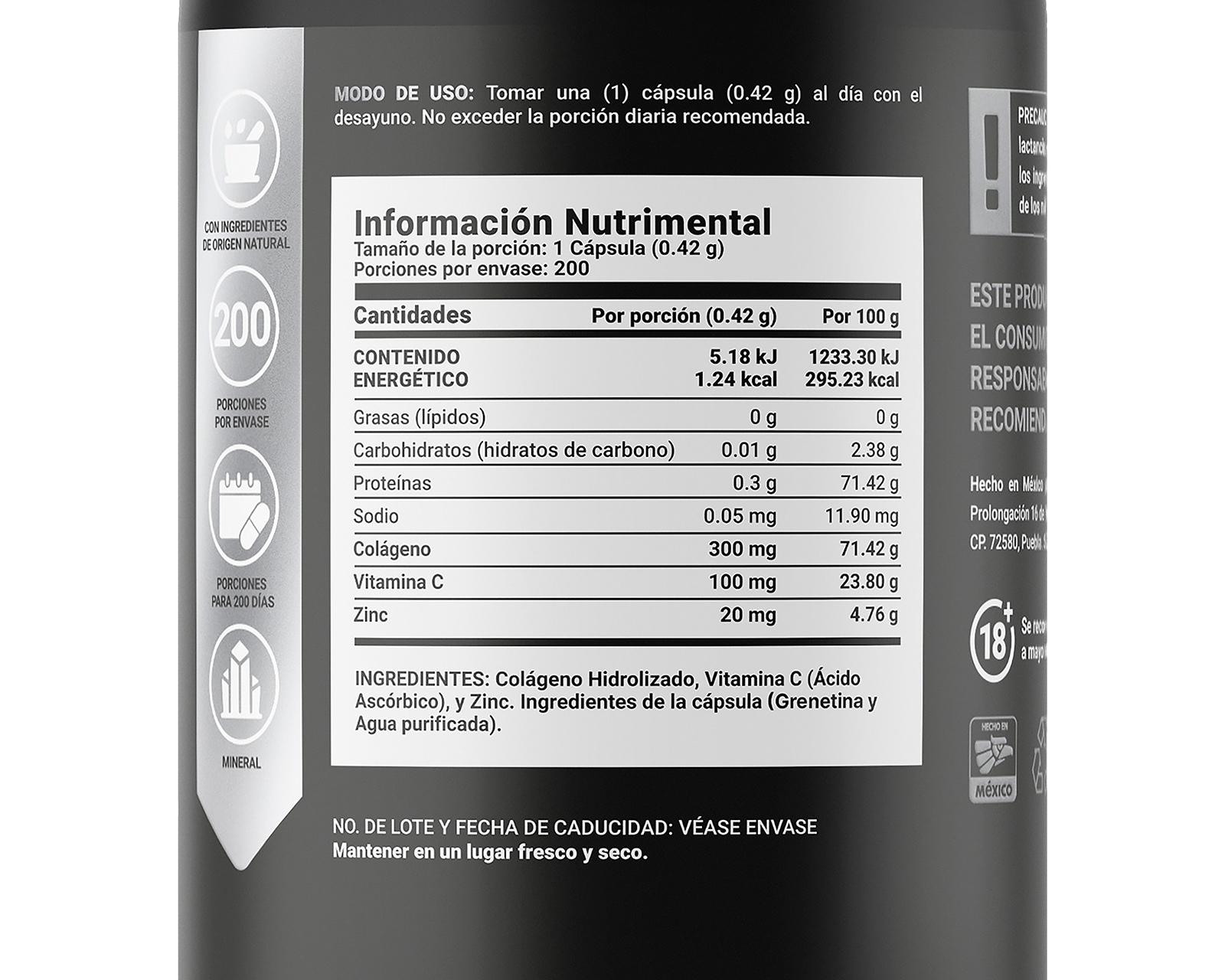Foto 2 | Foto 2 | Suplemento Alimenticio B Life Z Blend Colágeno Hidrolizado Vitamina C y Zinc 200 Cápsulas