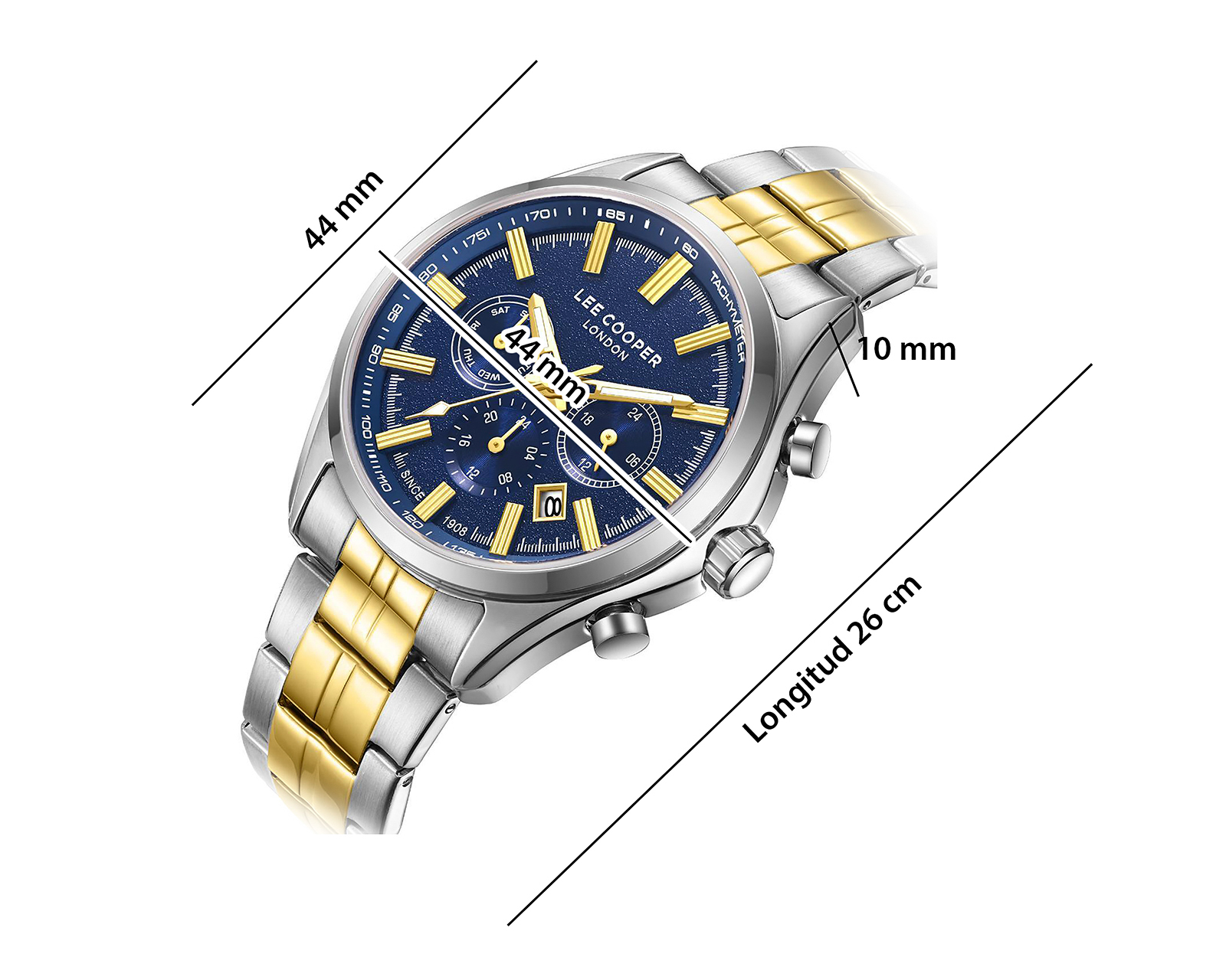 Foto 5 | Foto 5 | Reloj Lee Cooper para Hombre LC08199390 Plateado con Dorado