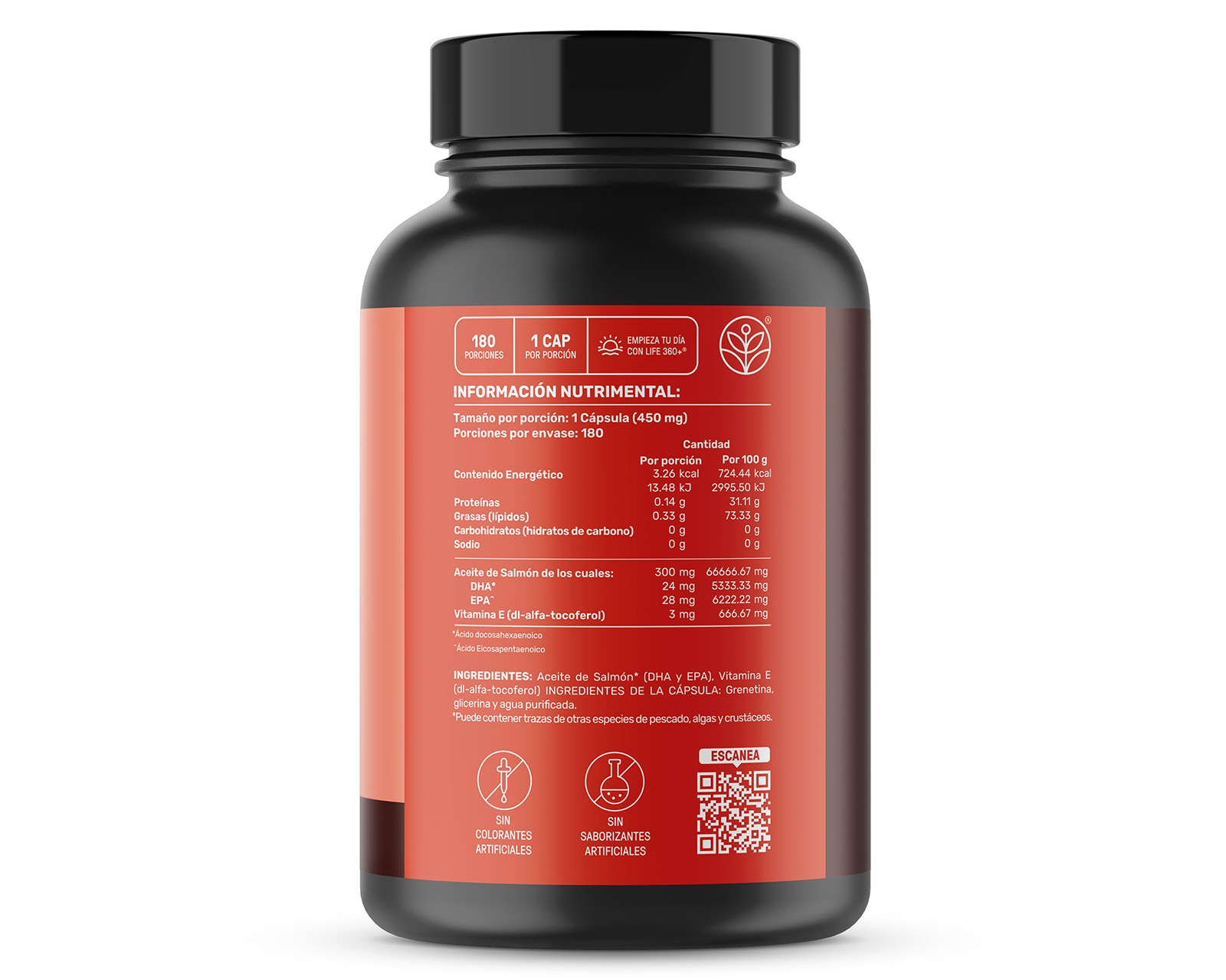 Foto 3 pulgar | Foto 2 | Suplemento Alimenticio Life360+ Omega 3 Salmon Oil 180 Cápsulas