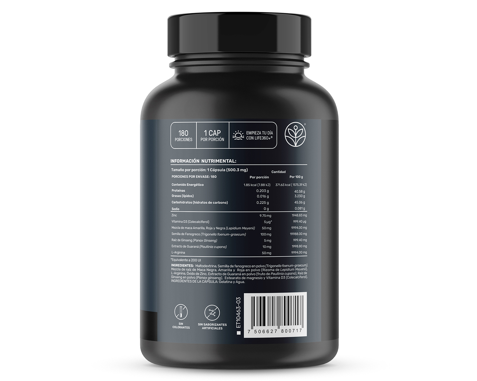 Foto 2 | Foto 2 | Suplemento Alimenticio Life360+ Men's Testo con Fenogreco y Maca 180 Cápsulas