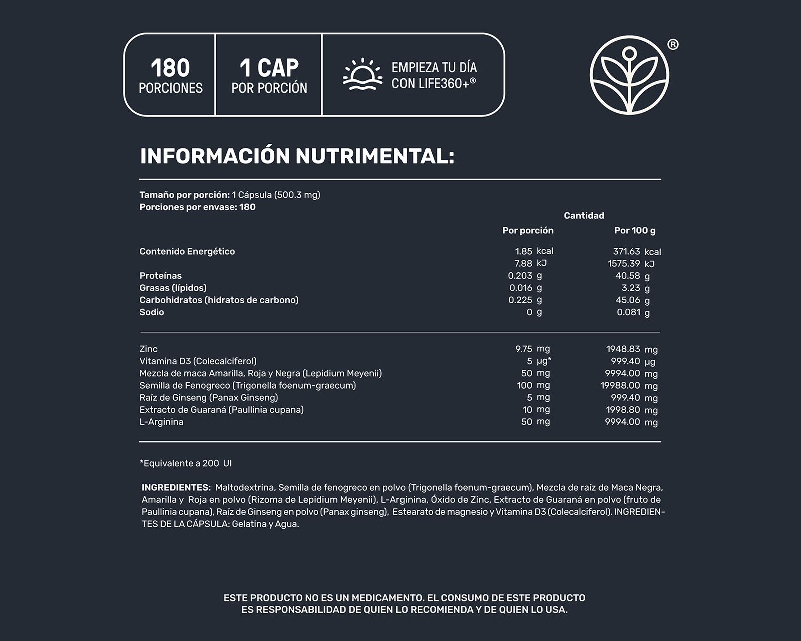 Foto 4 pulgar | Foto 3 | Suplemento Alimenticio Life360+ Men's Testo con Fenogreco y Maca 180 Cápsulas