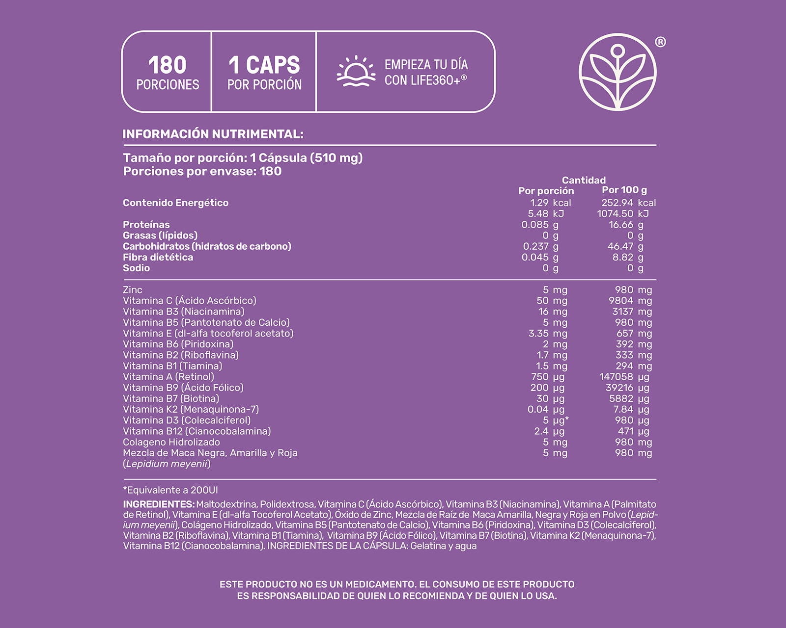 Foto 4 pulgar | Foto 3 | Suplemento Alimenticio Life 360+ Woman Blend Colágeno con Vitaminas  91.8 g