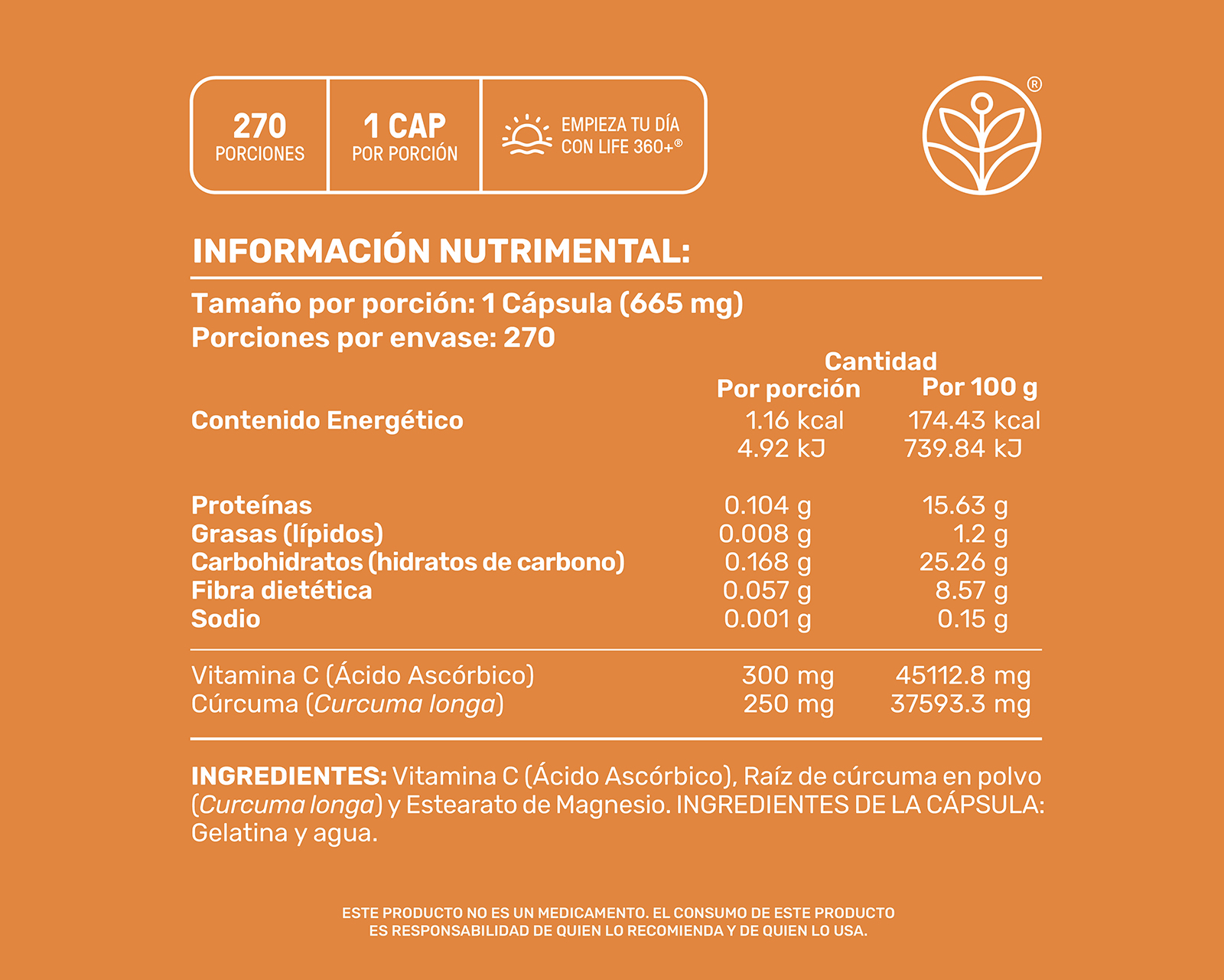 Foto 3 | Foto 3 | Suplemento Alimenticio Life360+ Vitamina C 270 Capsulas