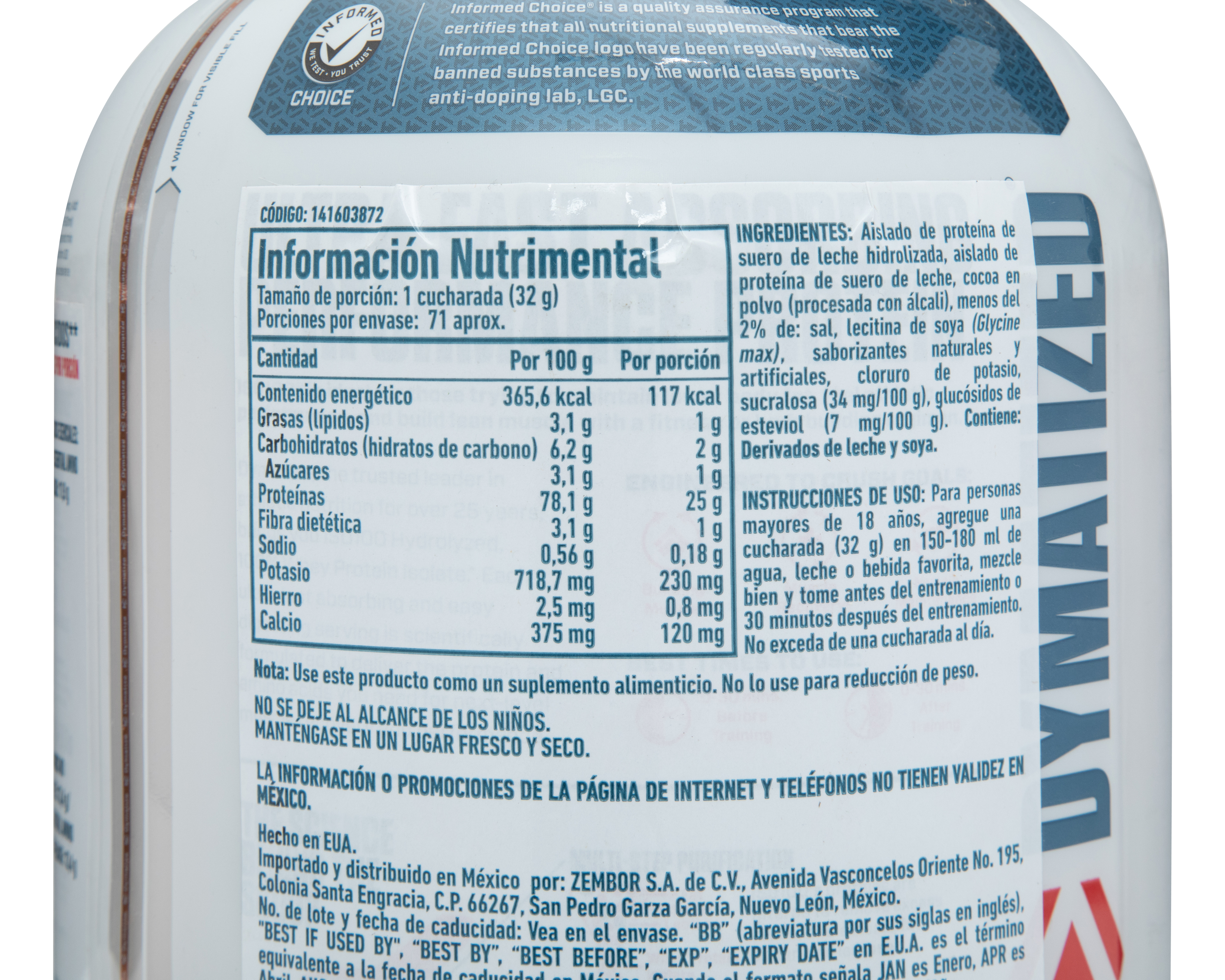 Foto 4 pulgar | Foto 3 | Suplemento Alimenticio Dymatize con Suero de Leche Hidrolizada Sabor Chocolate 2.3 kg