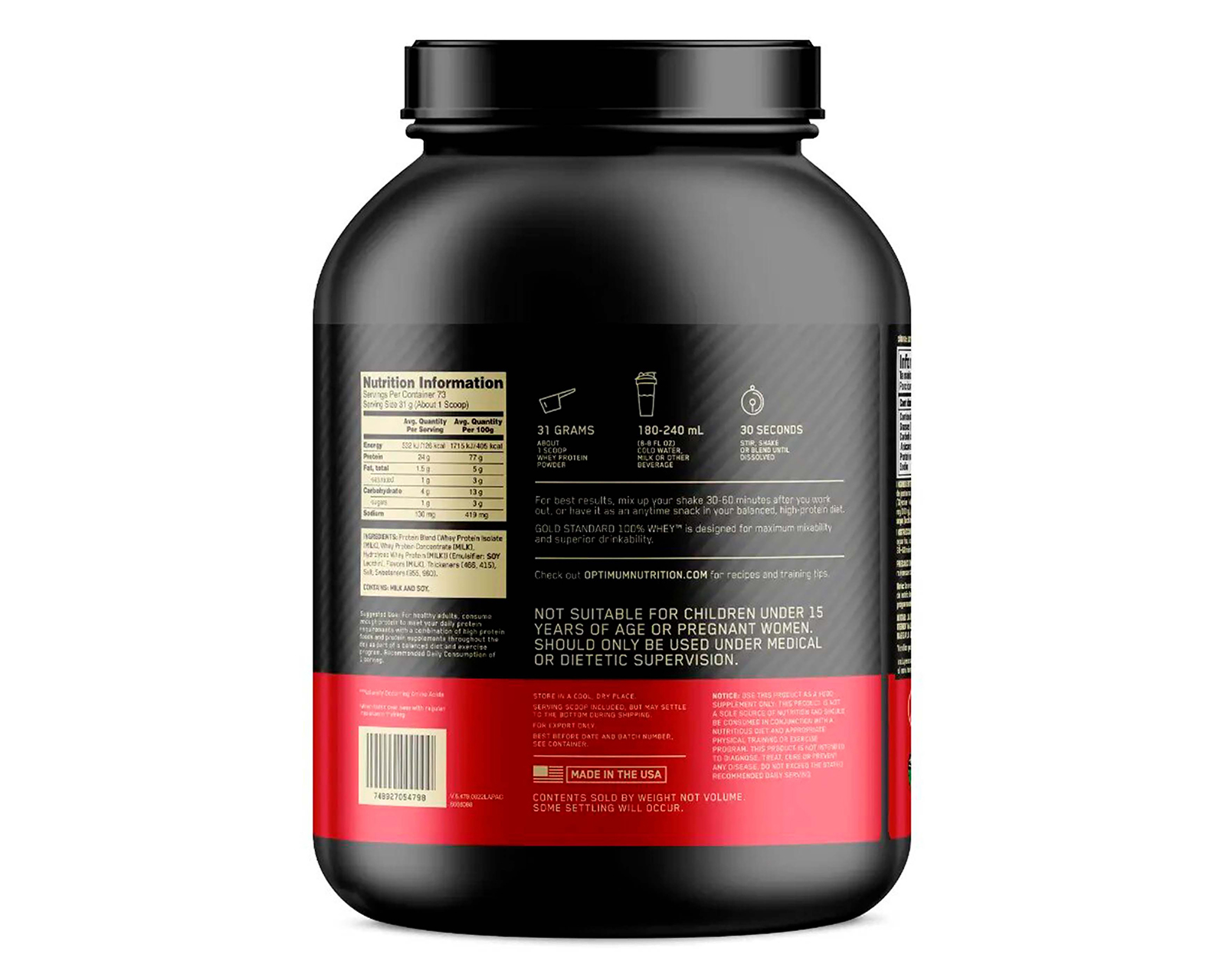 Foto 3 | Foto 3 | Proteína Optimum Nutrition Gold Standard Proteína de Leche 2.27 kg