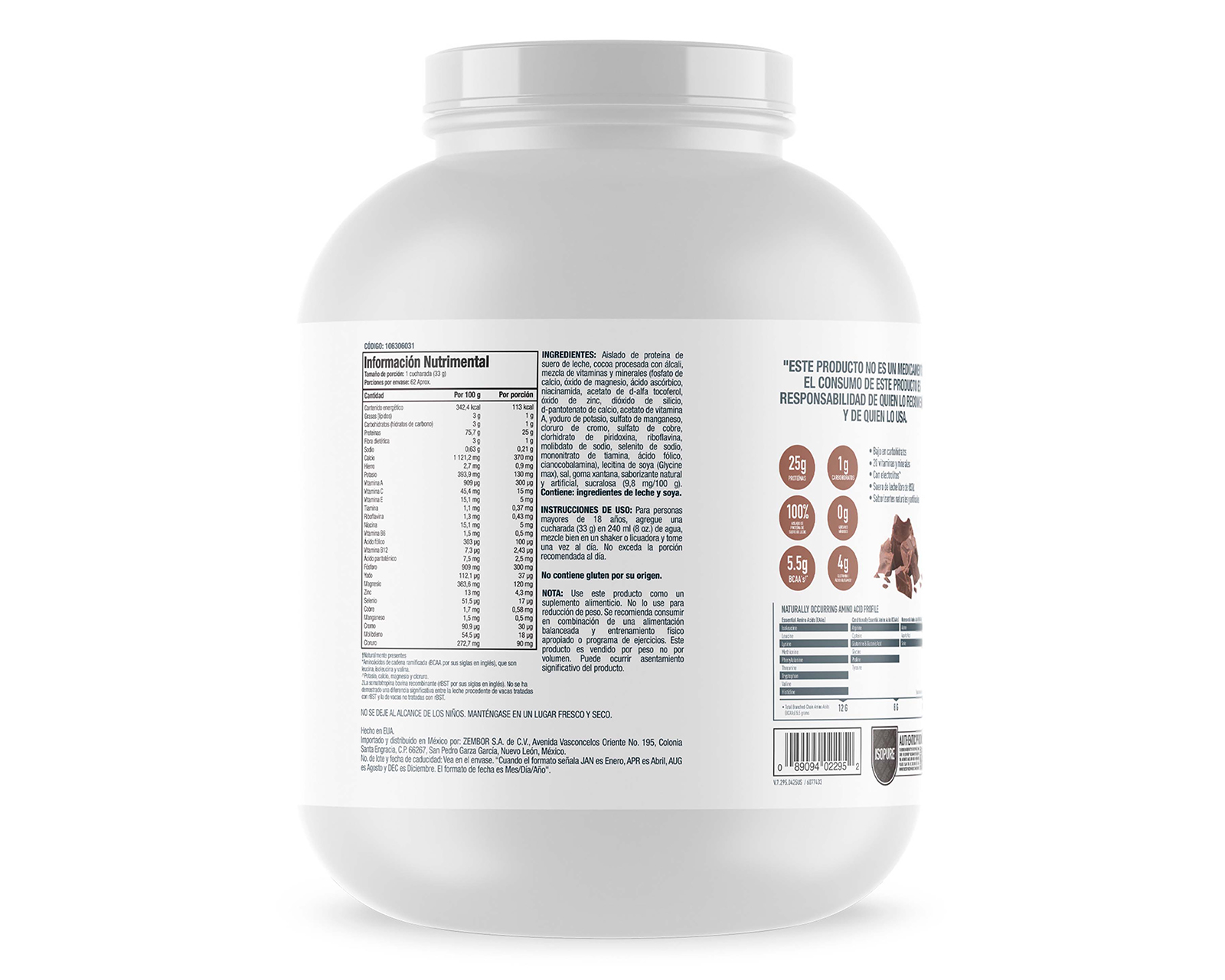 Foto 2 | Foto 2 | Proteína Isopure Low Carb Suero de Leche Sabor Chocolate 2.04 kg