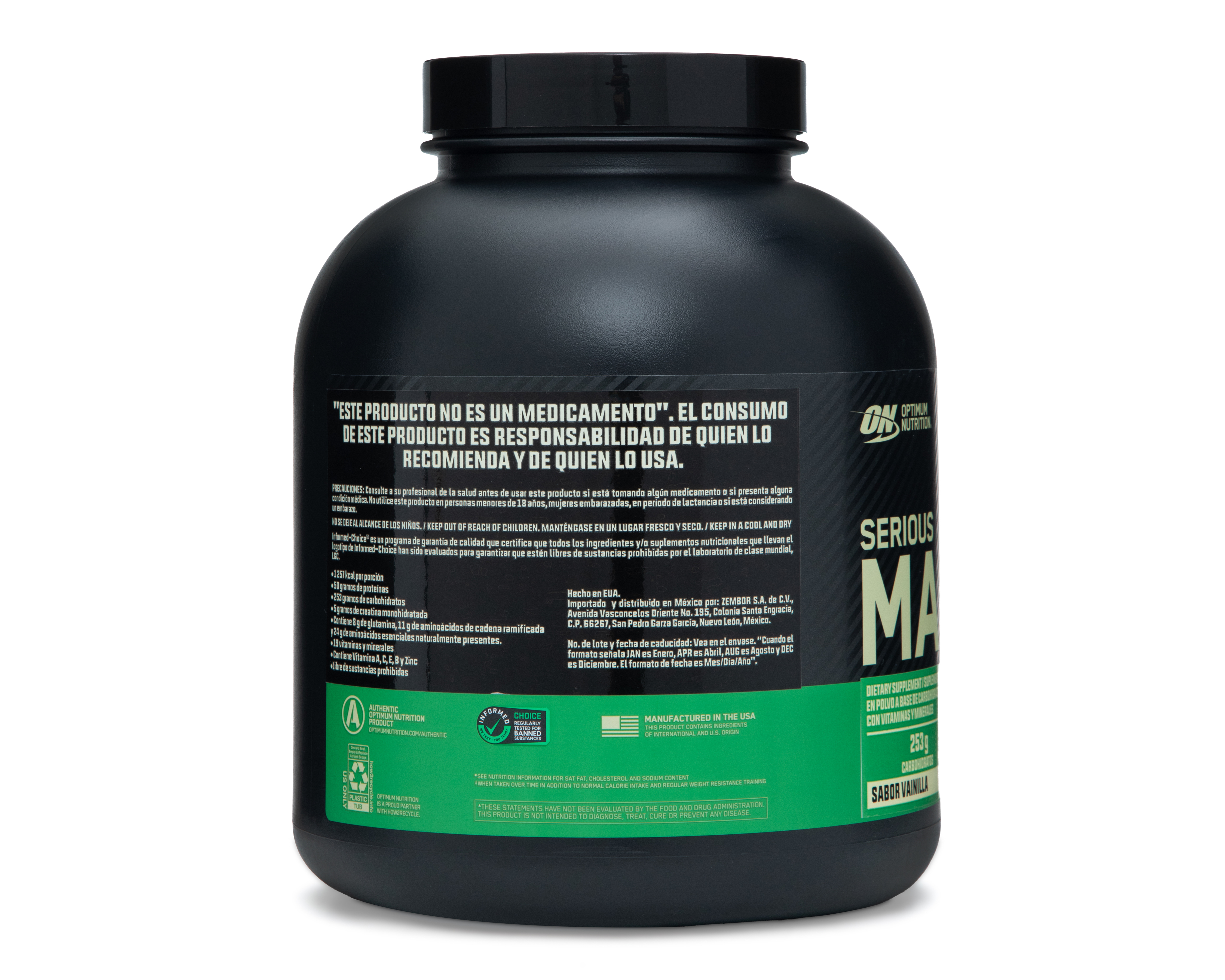 Foto 3 pulgar | Foto 2 | Suplemento Alimenticio Optimum Nutrition Serious Mass Carbohidratos y Proteínas Sabor Vainilla 2.72 kg