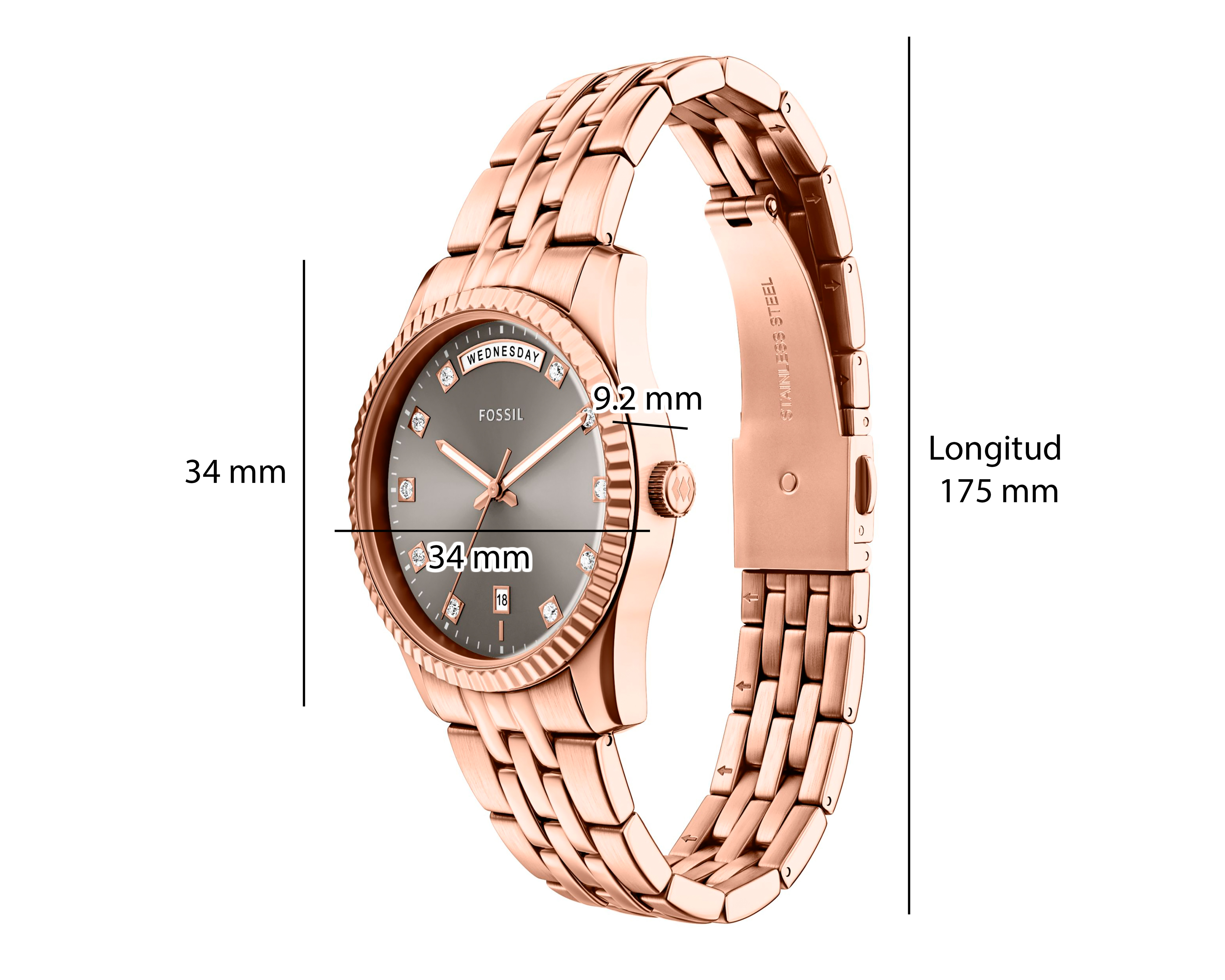 Foto 11 pulgar | Foto 10 | Reloj Fossil para Mujer ES5459 Oro Rosa