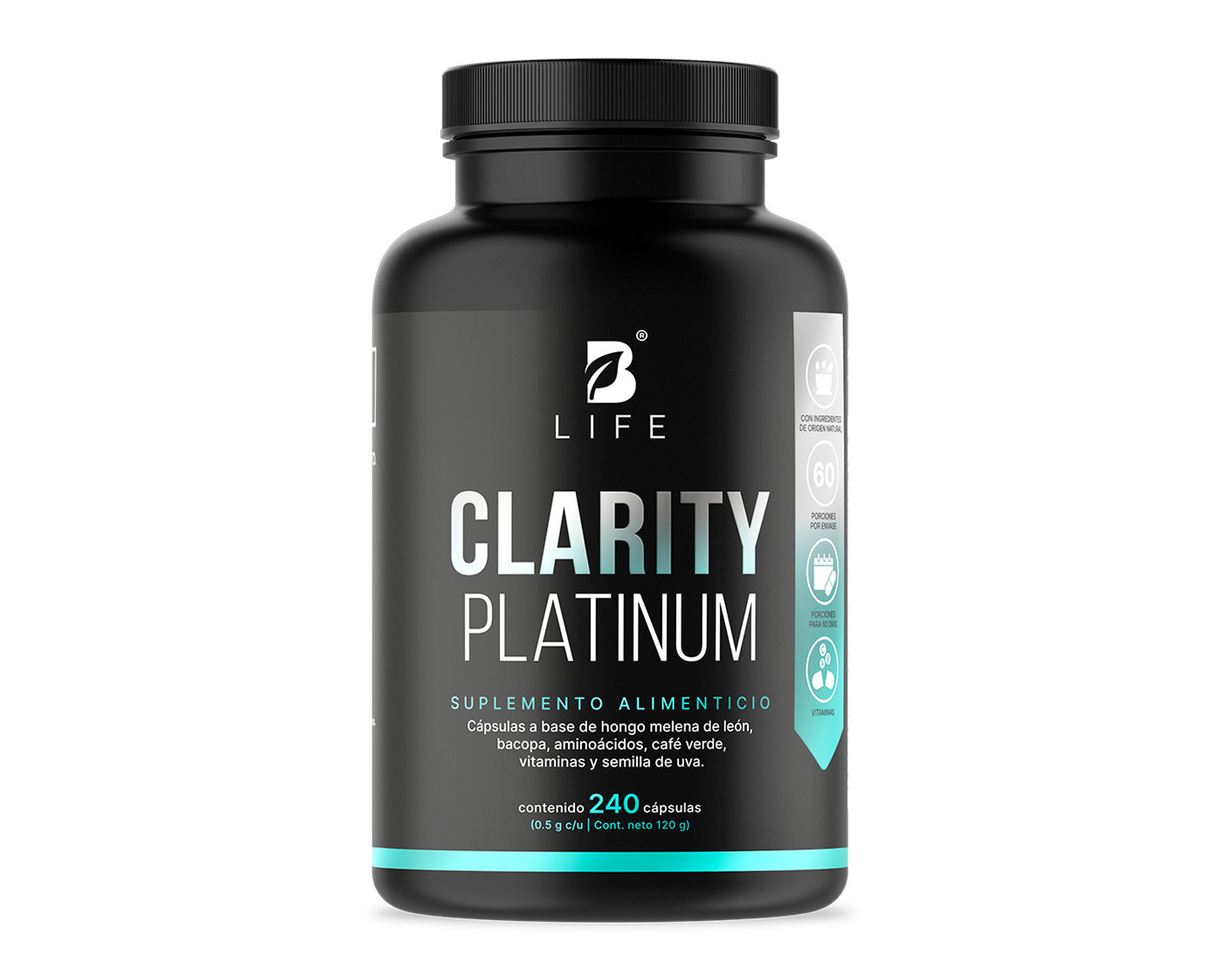 Suplemento Alimenticio B Life Clarity Platinum con Hongo Melena de León 240 Cápsulas