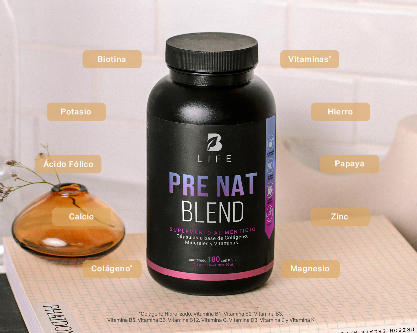 Foto 3 | Foto 3 | Suplemento Alimenticio B Life Pre Nat Blend con Colágeno 180 Cápsulas