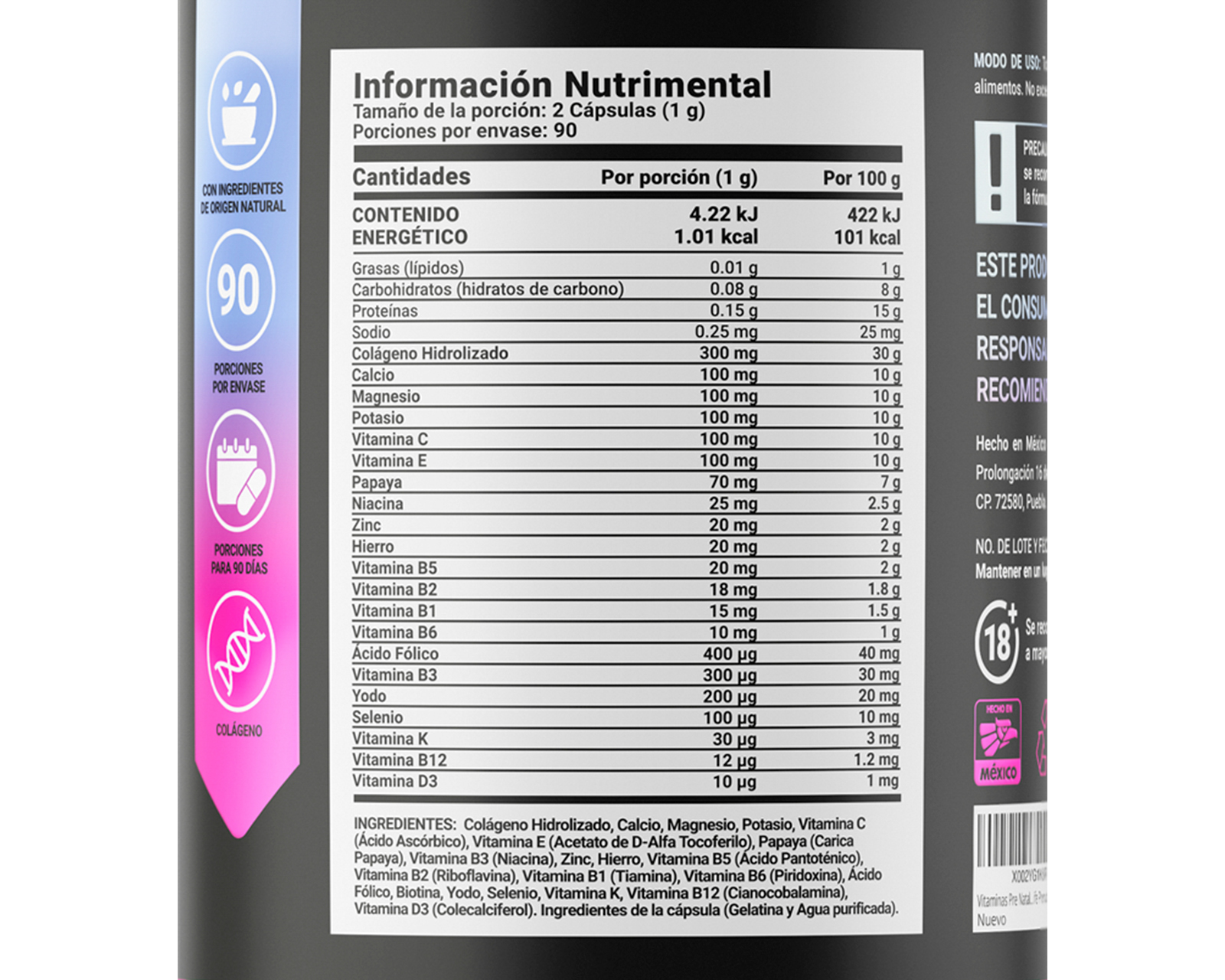 Foto 5 pulgar | Foto 4 | Suplemento Alimenticio B Life Pre Nat Blend con Colágeno 180 Cápsulas